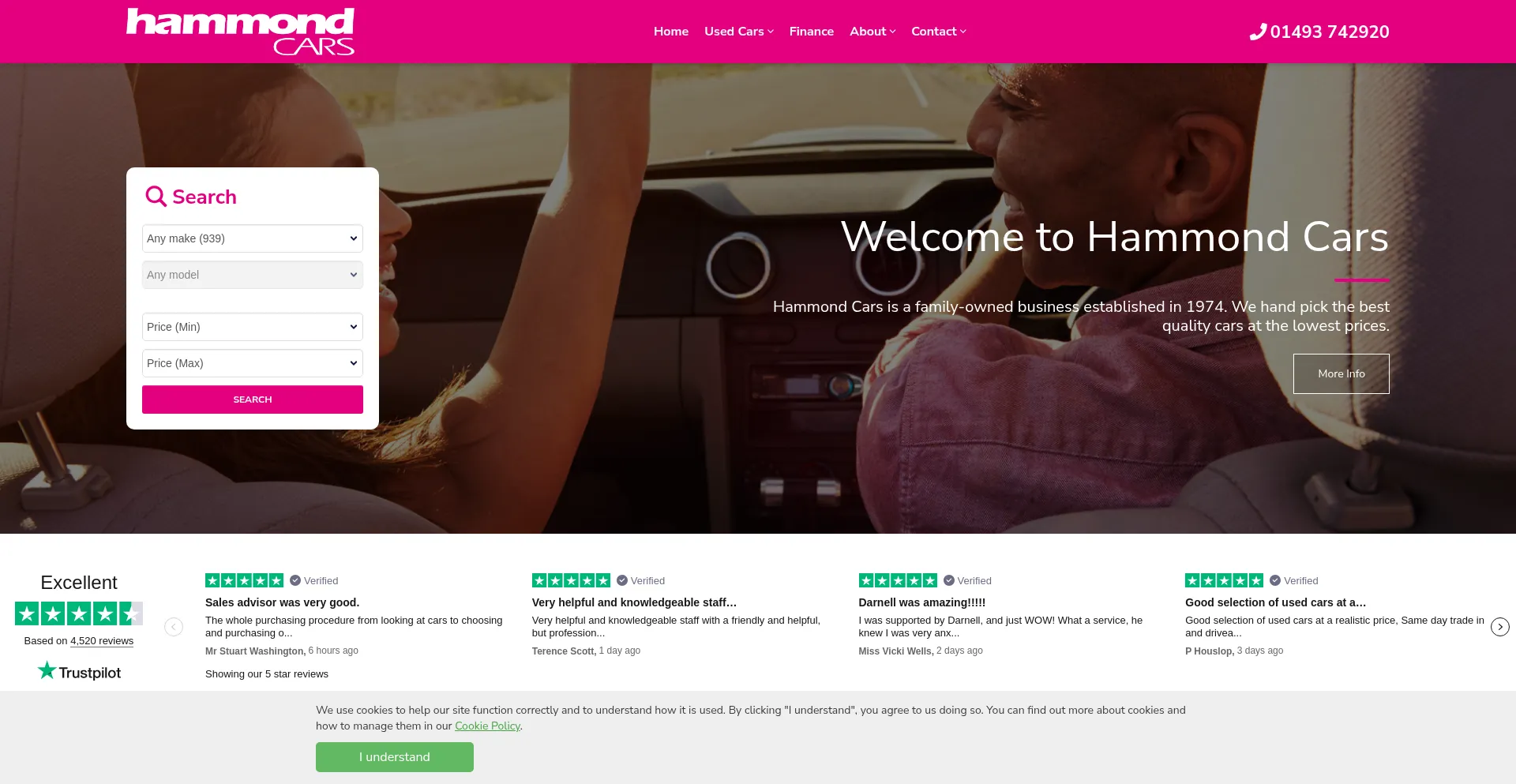 Website screenshot of Hammondcarsuk.com