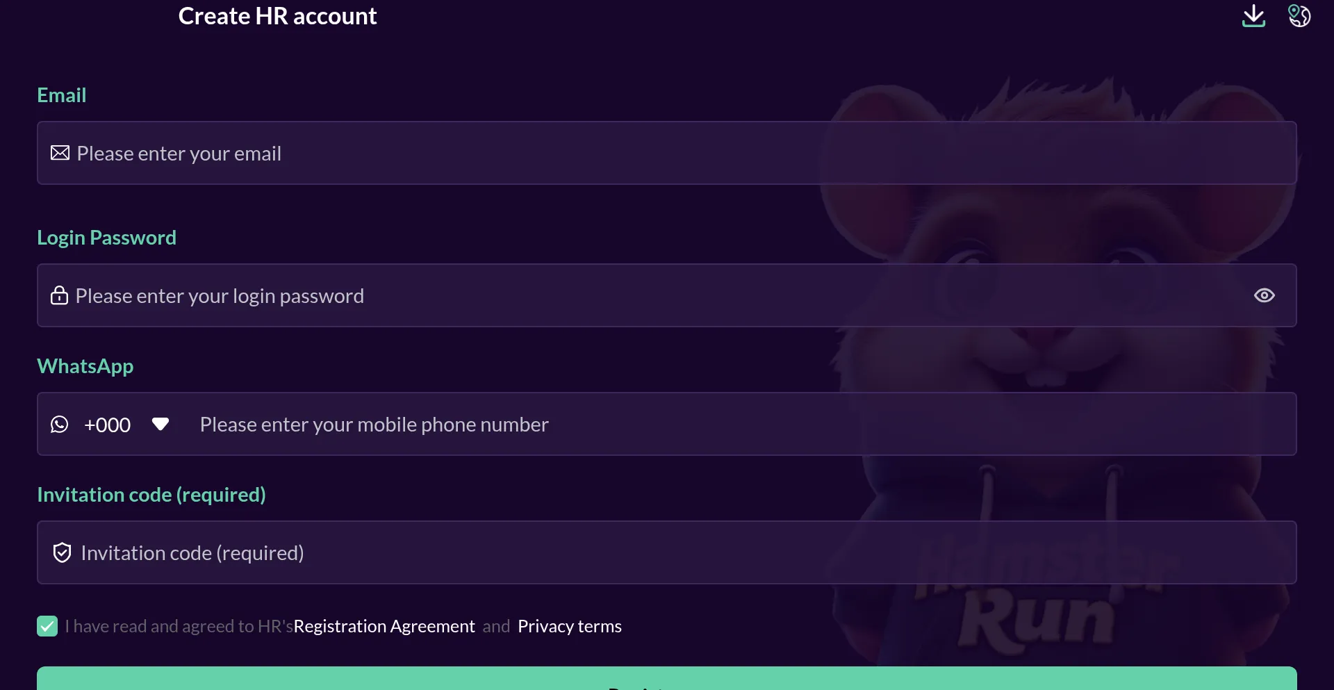 Website screenshot of Hamsters-run.com