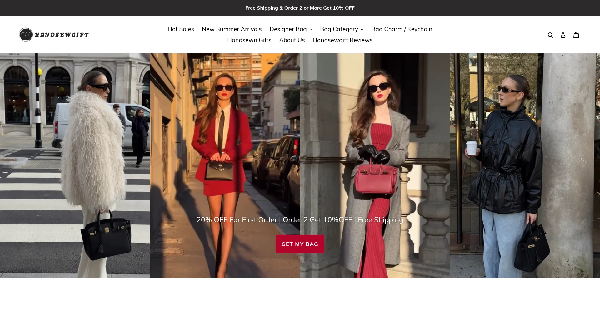 Website screenshot of Handsewgift.com
