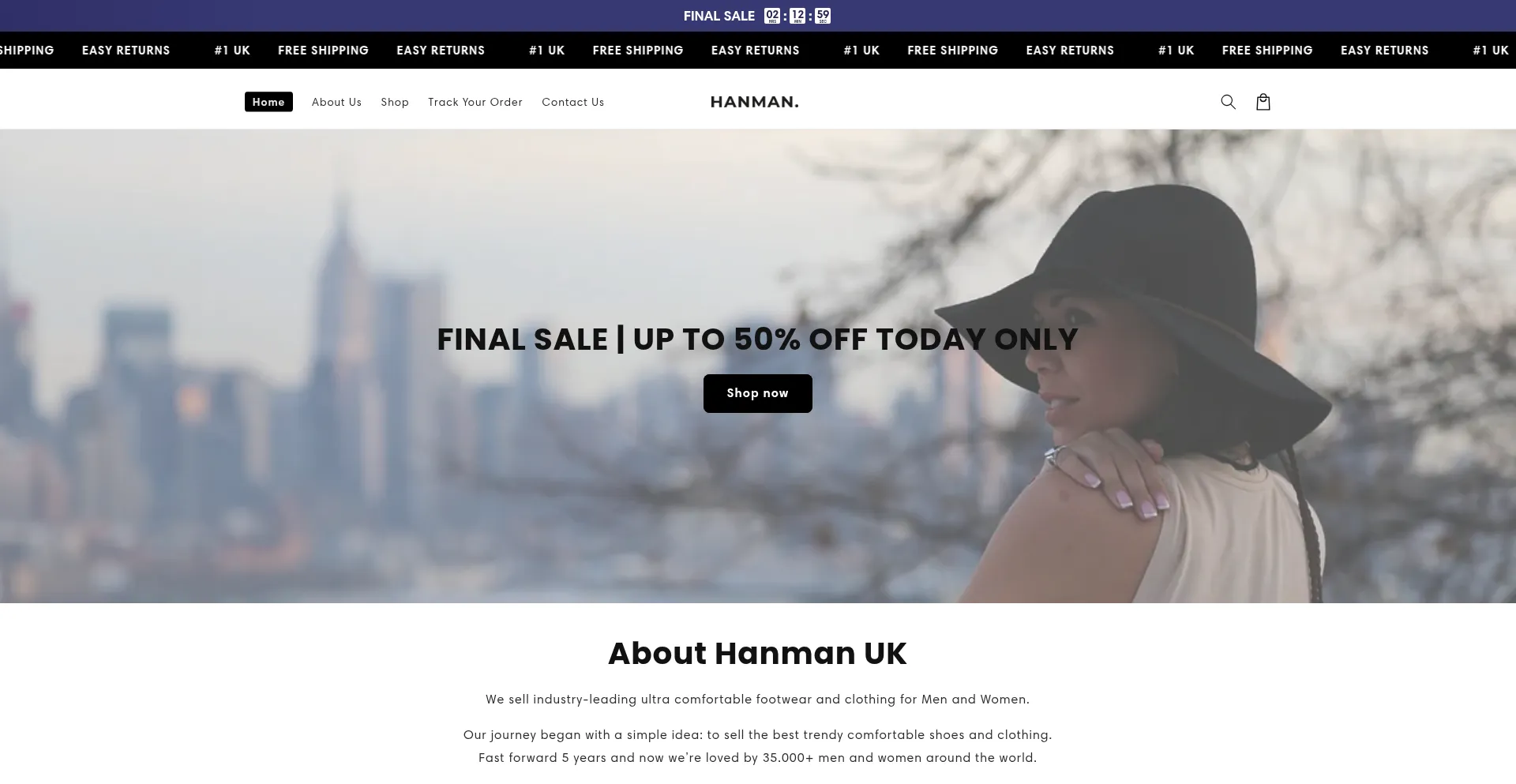Website screenshot of Hanman-uk.com