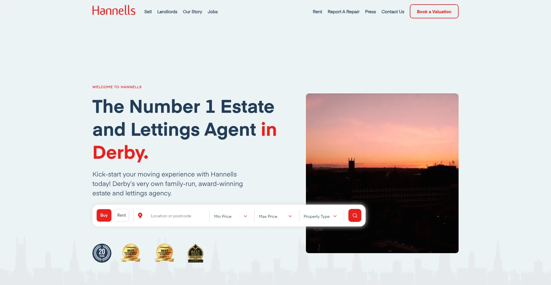 Website screenshot of Hannells.co.uk