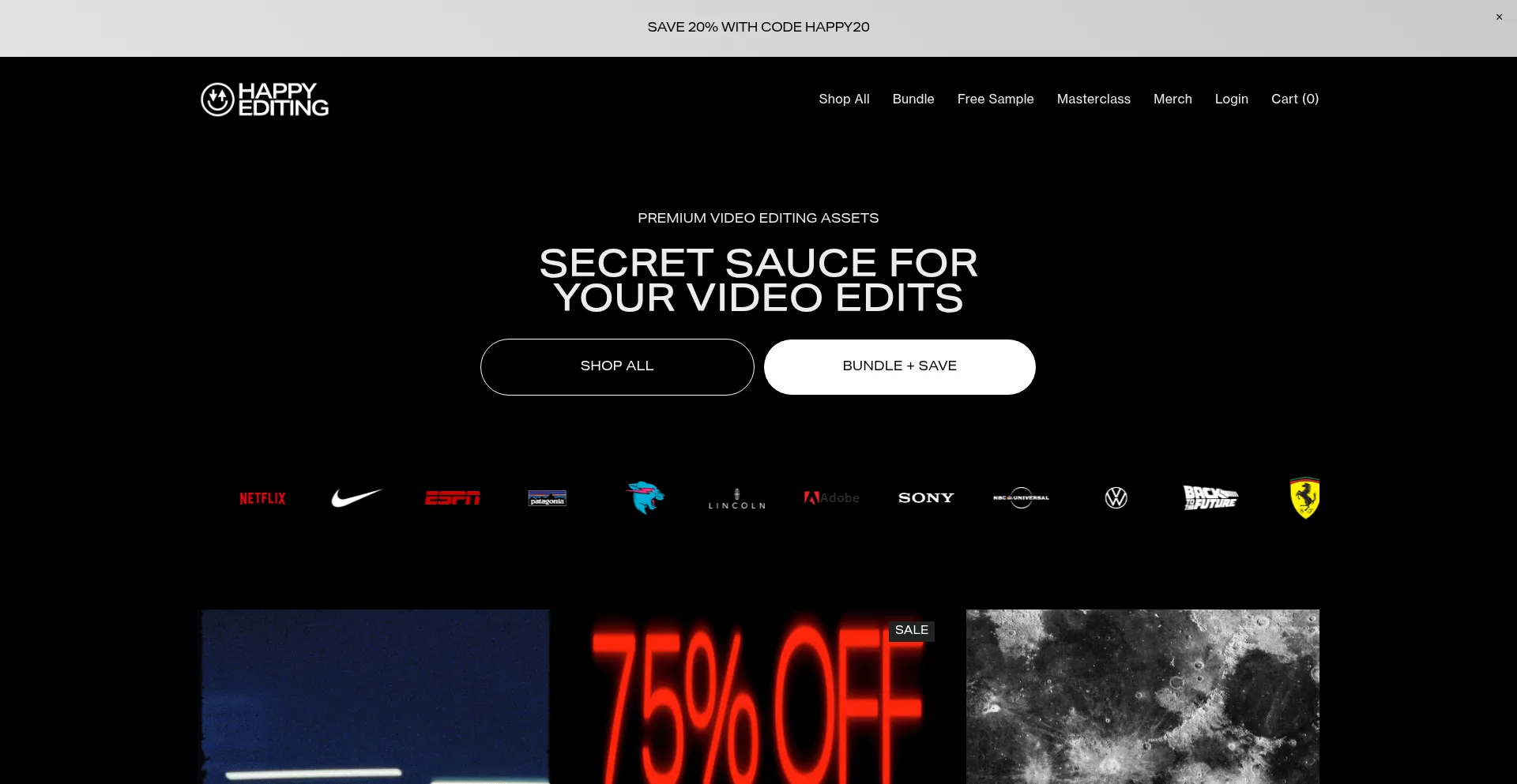 Website screenshot of Happyediting.co
