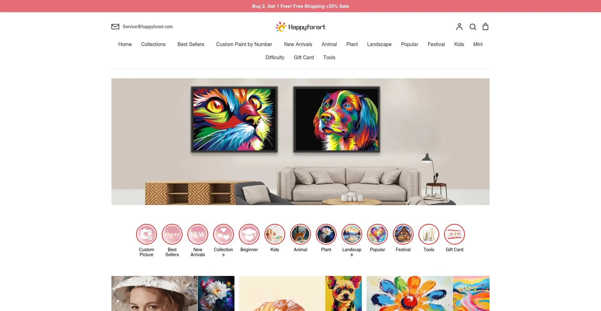 Website screenshot of Happyforart.com