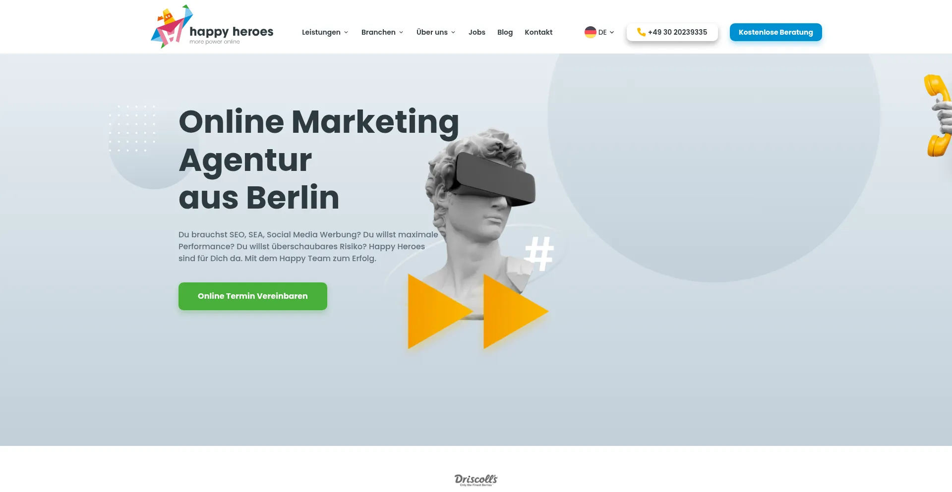 Website screenshot of Happyheroes.de