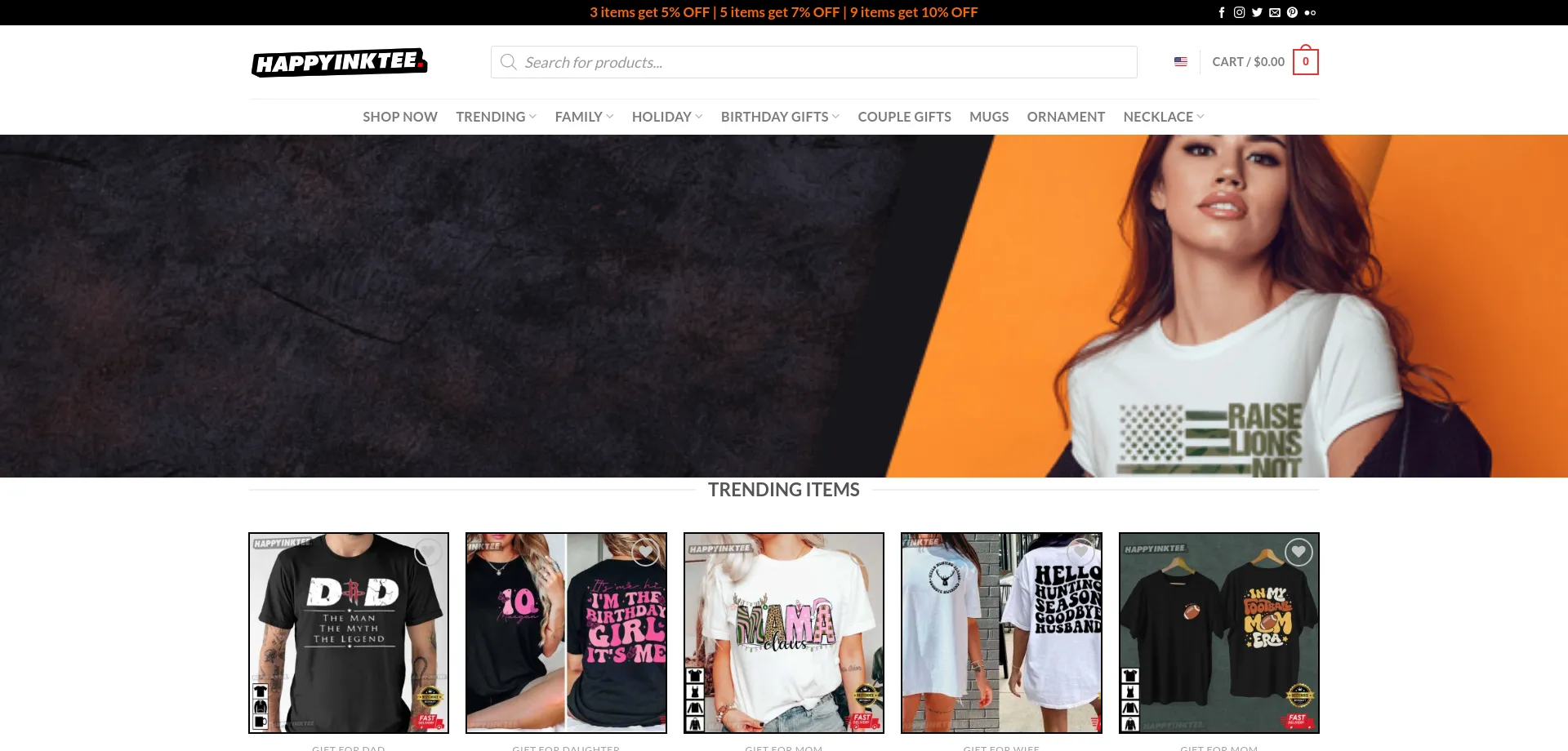 Website screenshot of Happyinktee.com