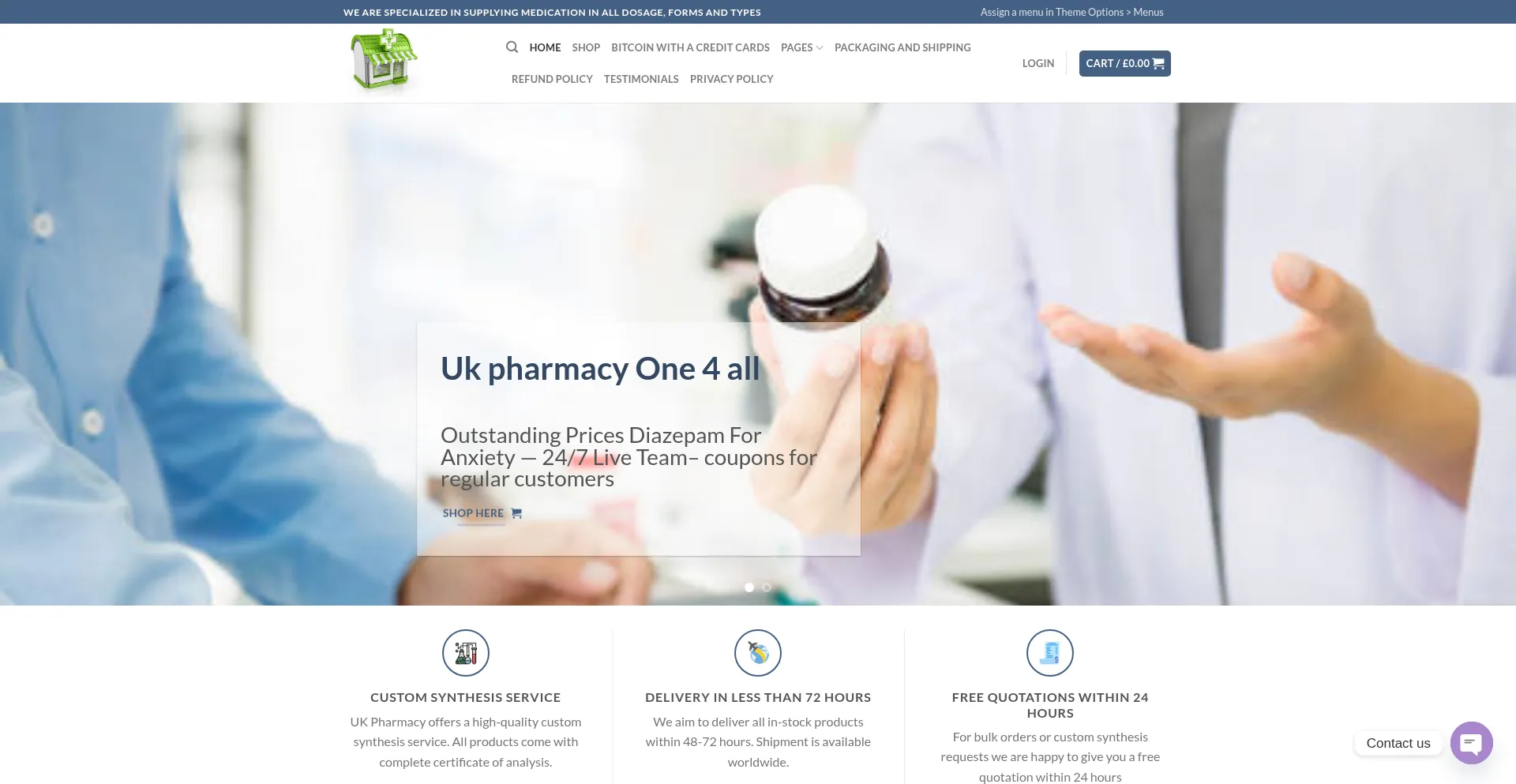 Website screenshot of Happymeds.co.uk