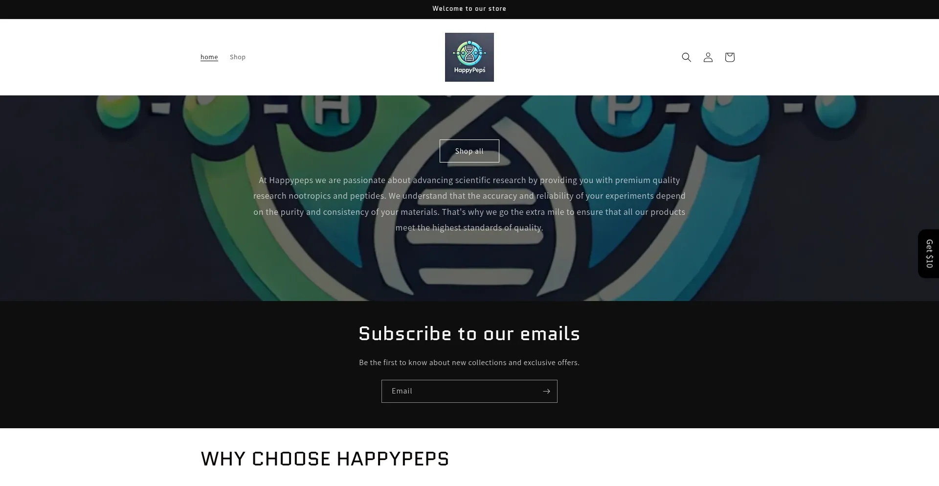 Website screenshot of Happypeps.com
