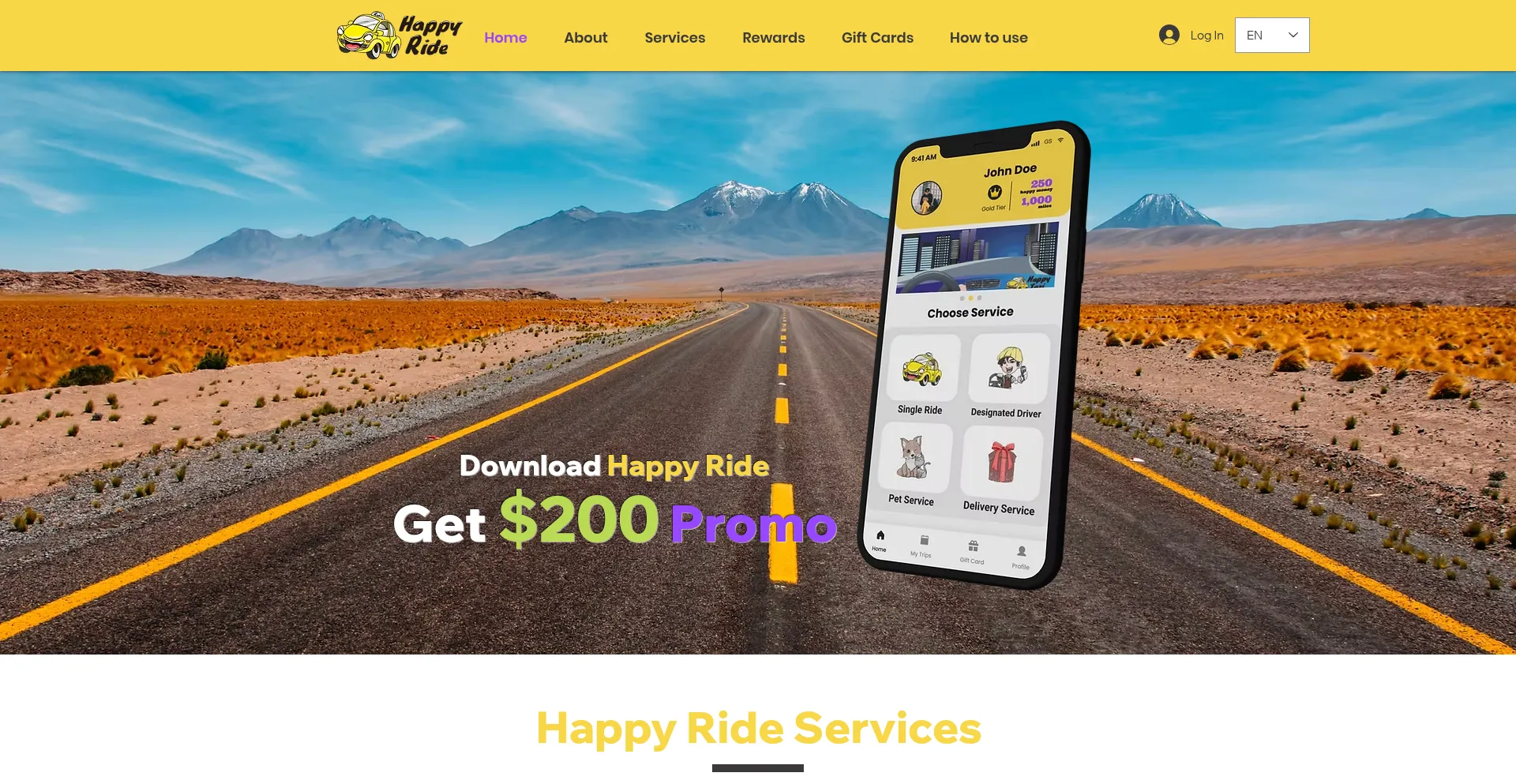 Website screenshot of Happyrider.us