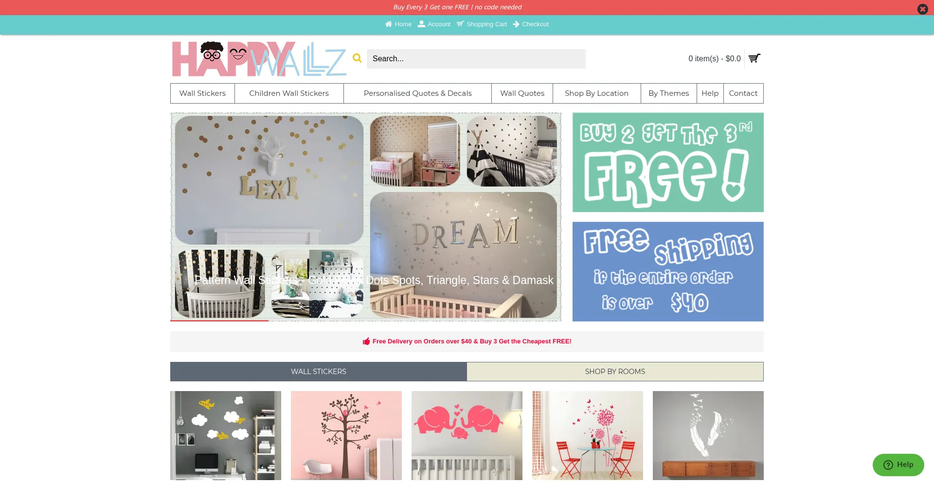Website screenshot of Happywallz.com.au