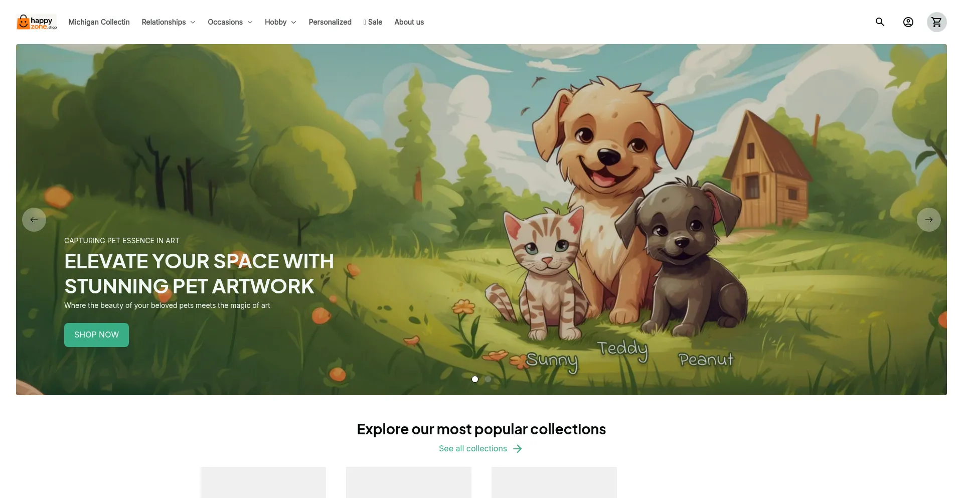 Website screenshot of Happyzone.store