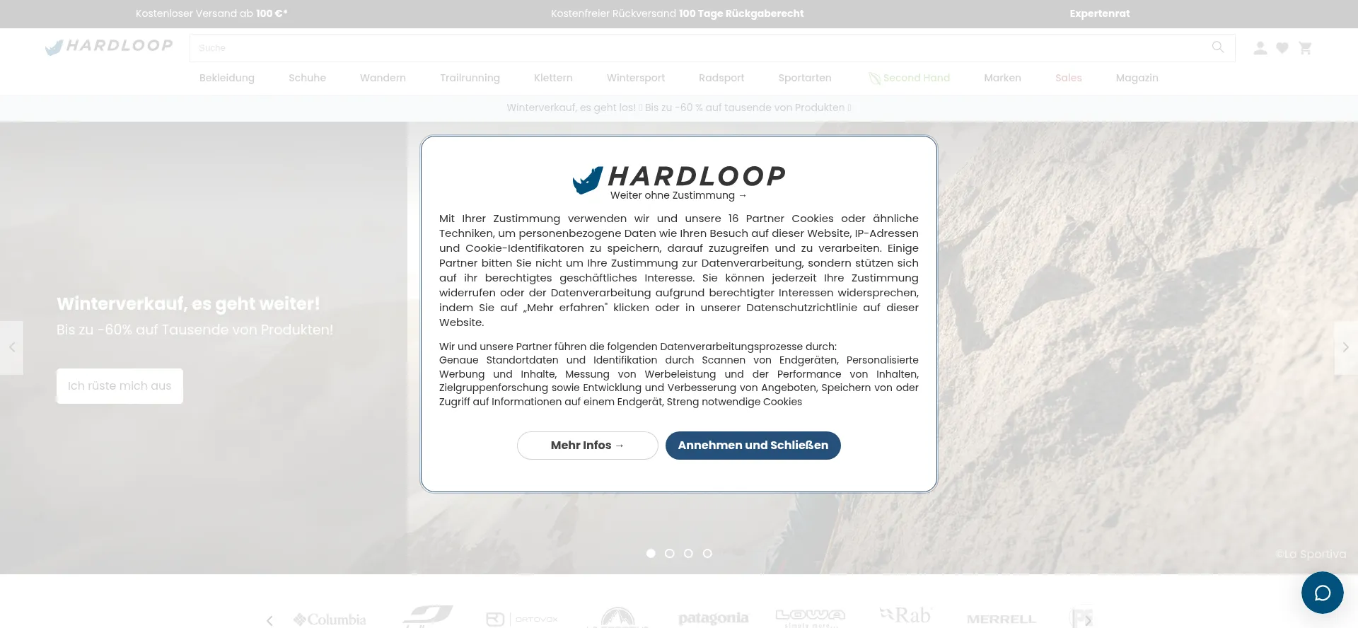 Website screenshot of Hardloop.at