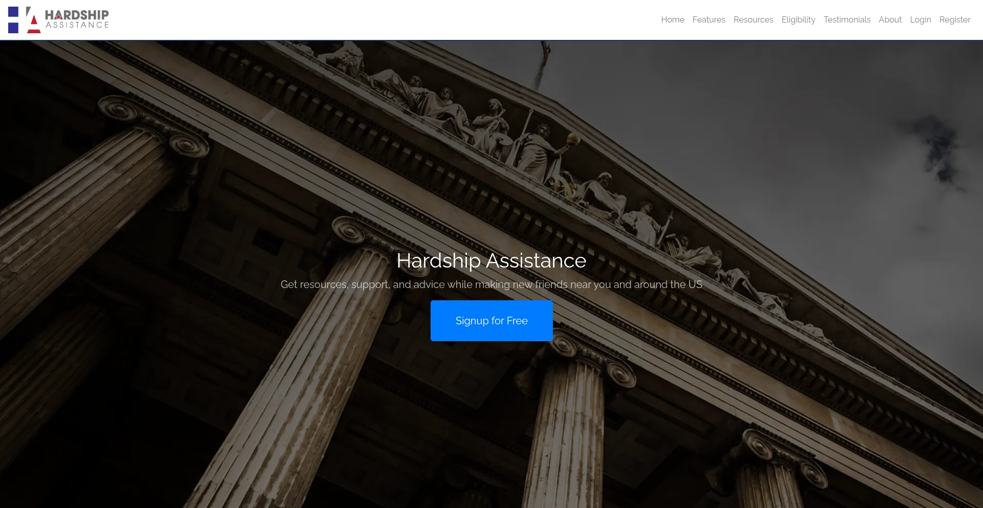 Website screenshot of Hardship-assistance.com