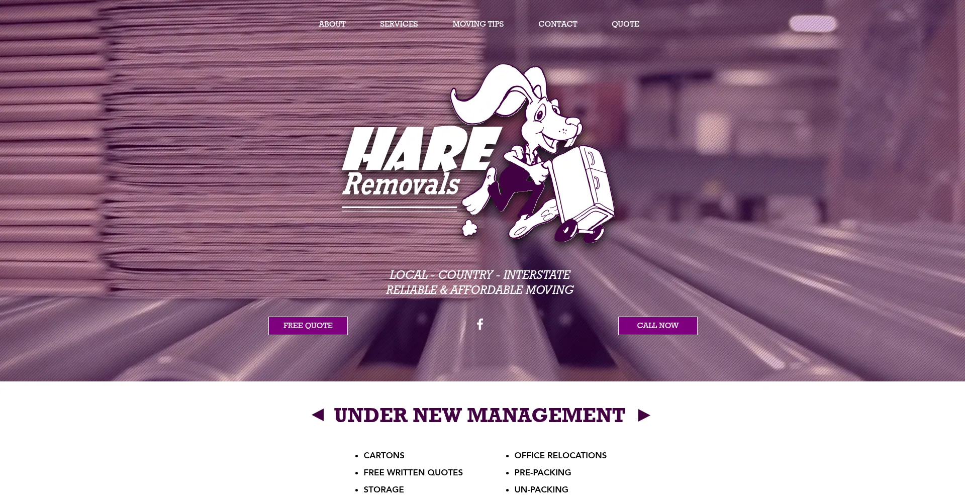 Website screenshot of Hareremovals.com.au