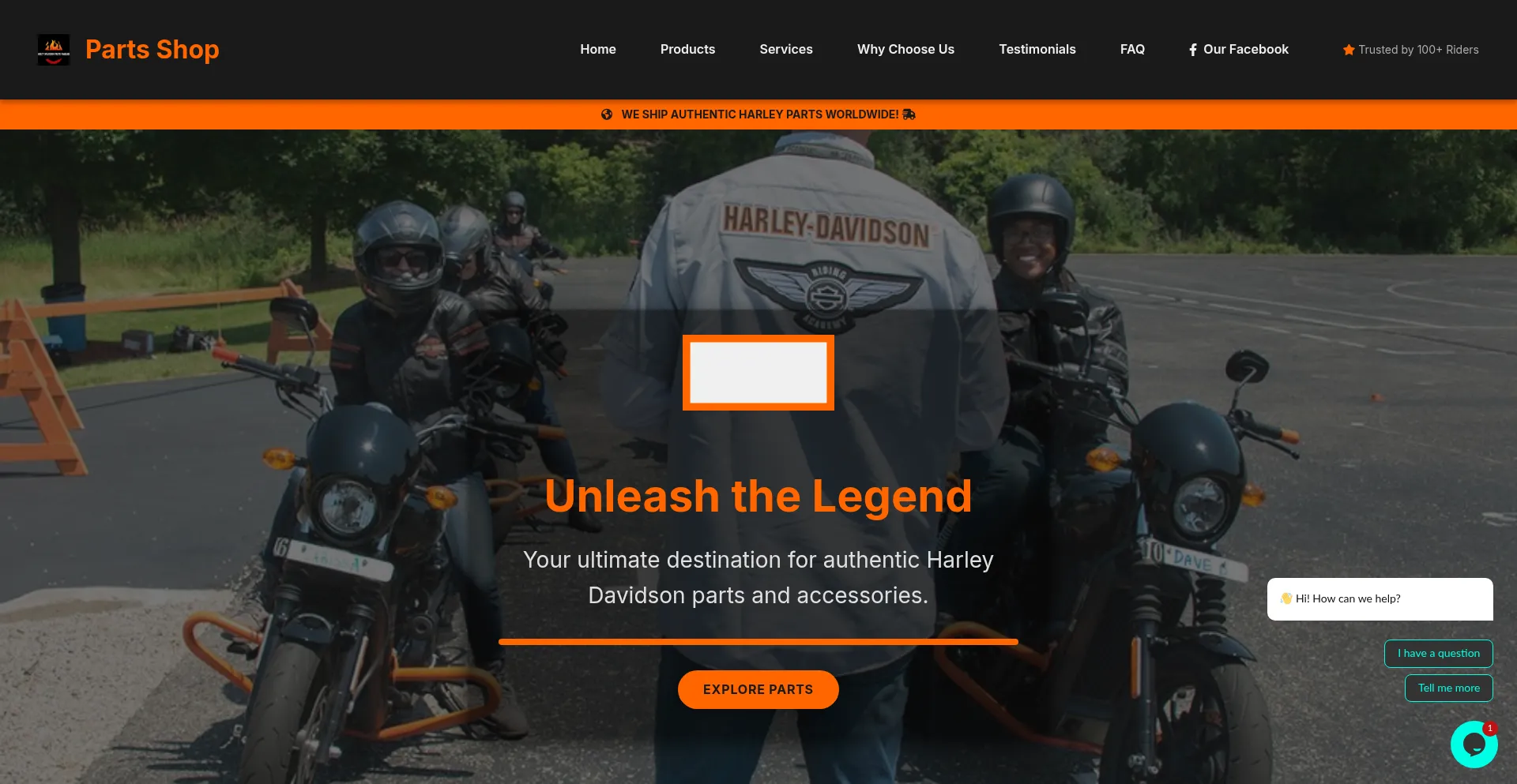 Website screenshot of Harleydavidsonpartsavailableforsale.com
