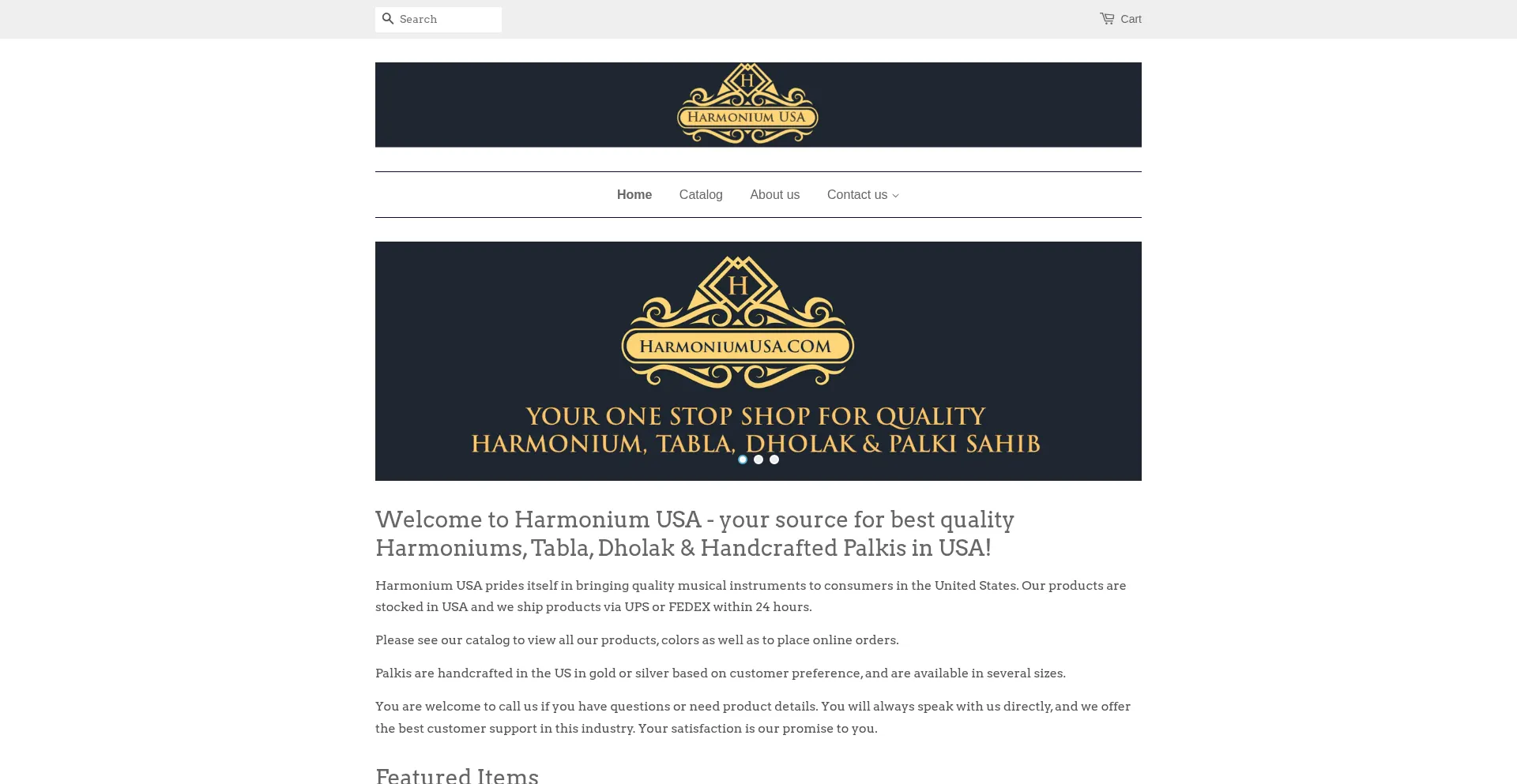 Website screenshot of Harmoniumusa.com