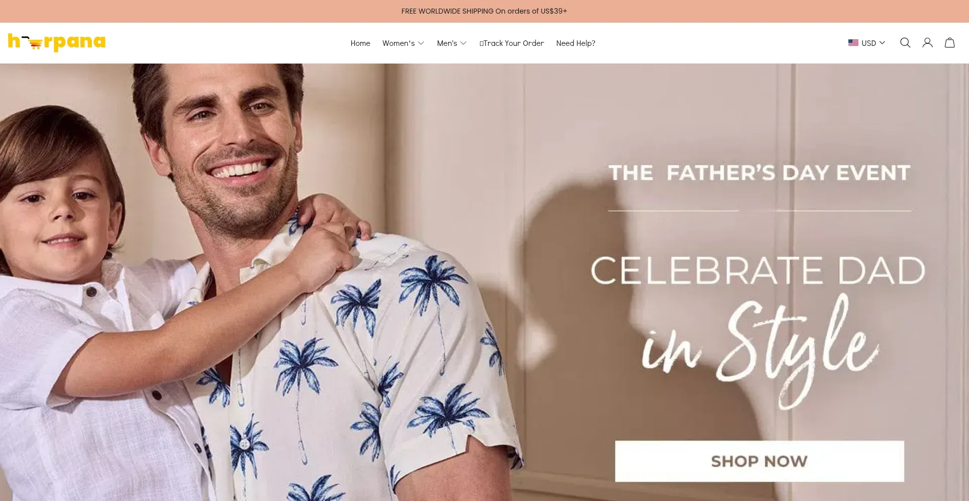 Website screenshot of Harpana.com