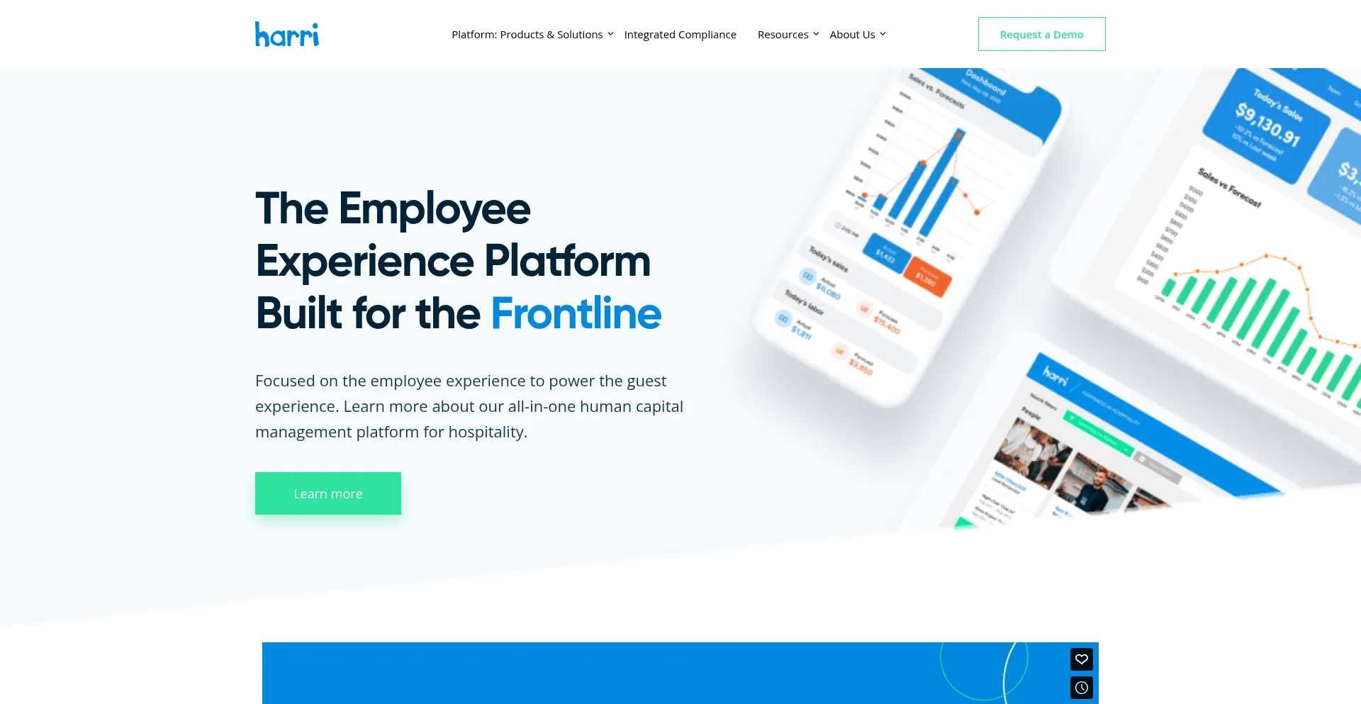 Website screenshot of Harri.com
