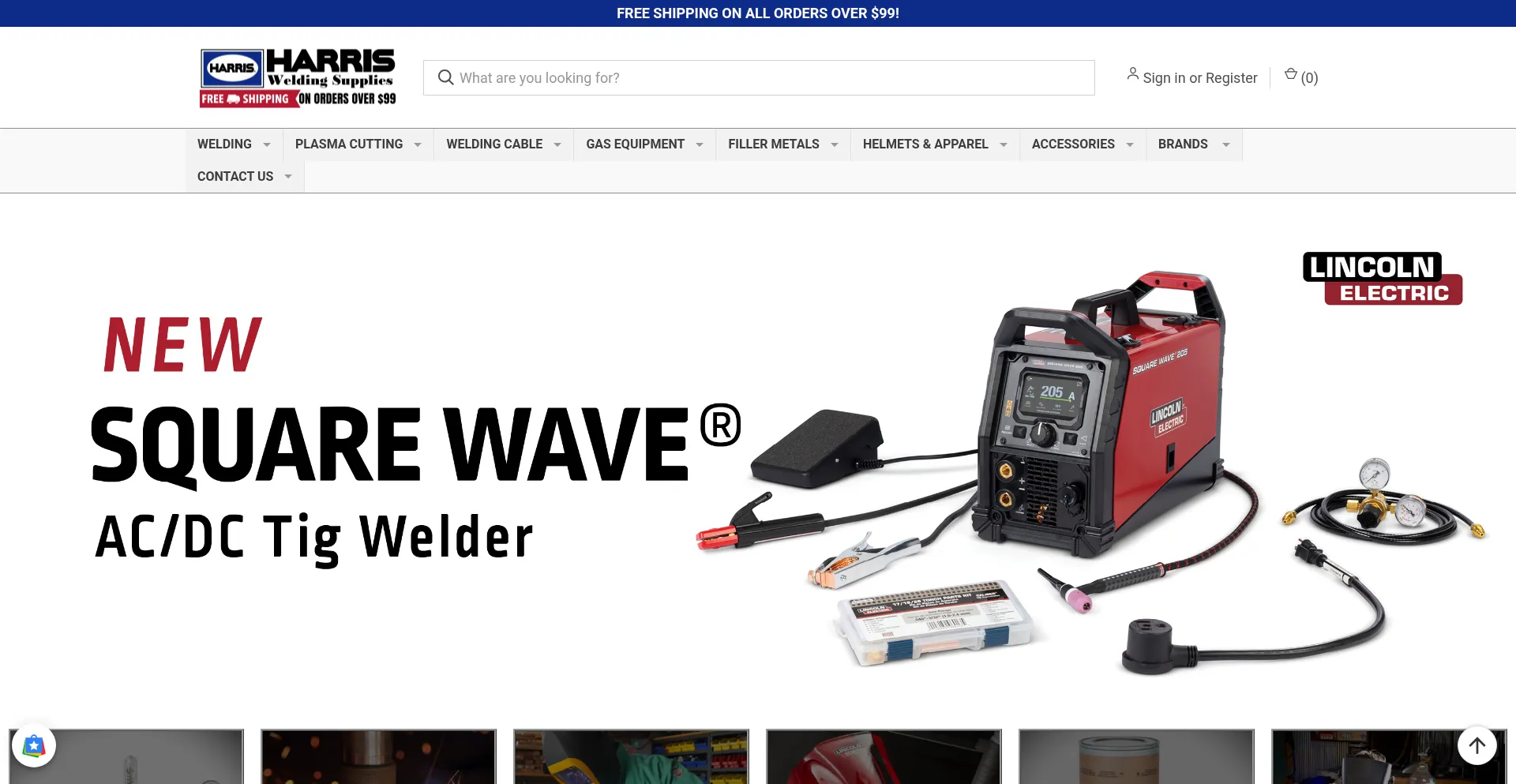 Website screenshot of Harrisweldingsupplies.com