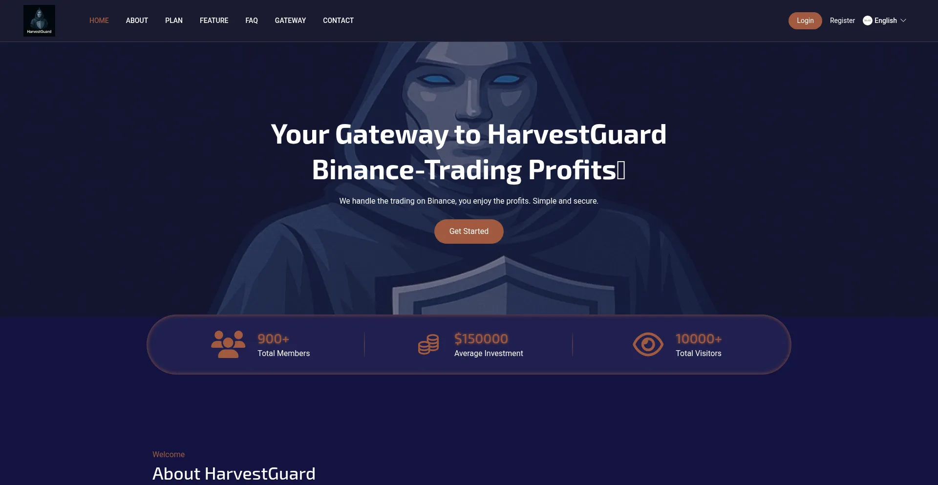 Website screenshot of Harvestguards.com