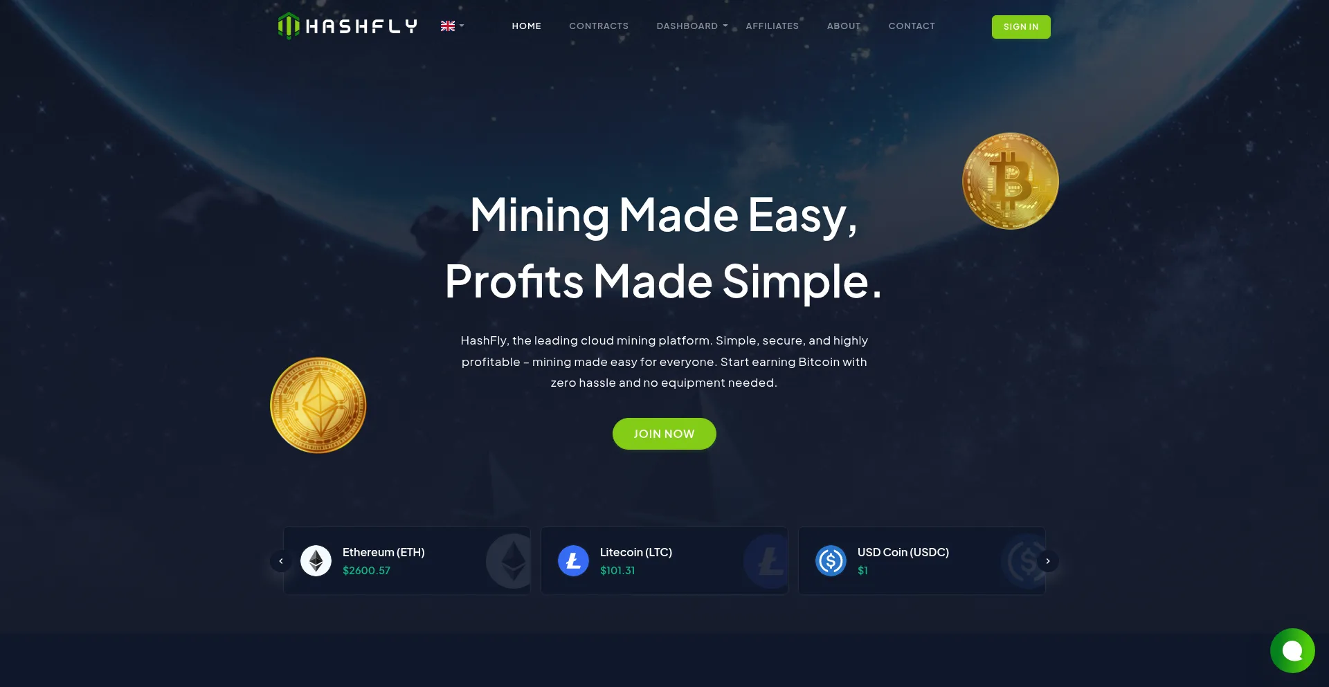Website screenshot of Hashfly.com