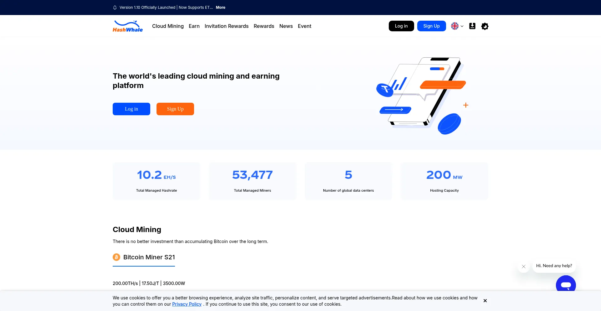 Website screenshot of Hashwhale.io