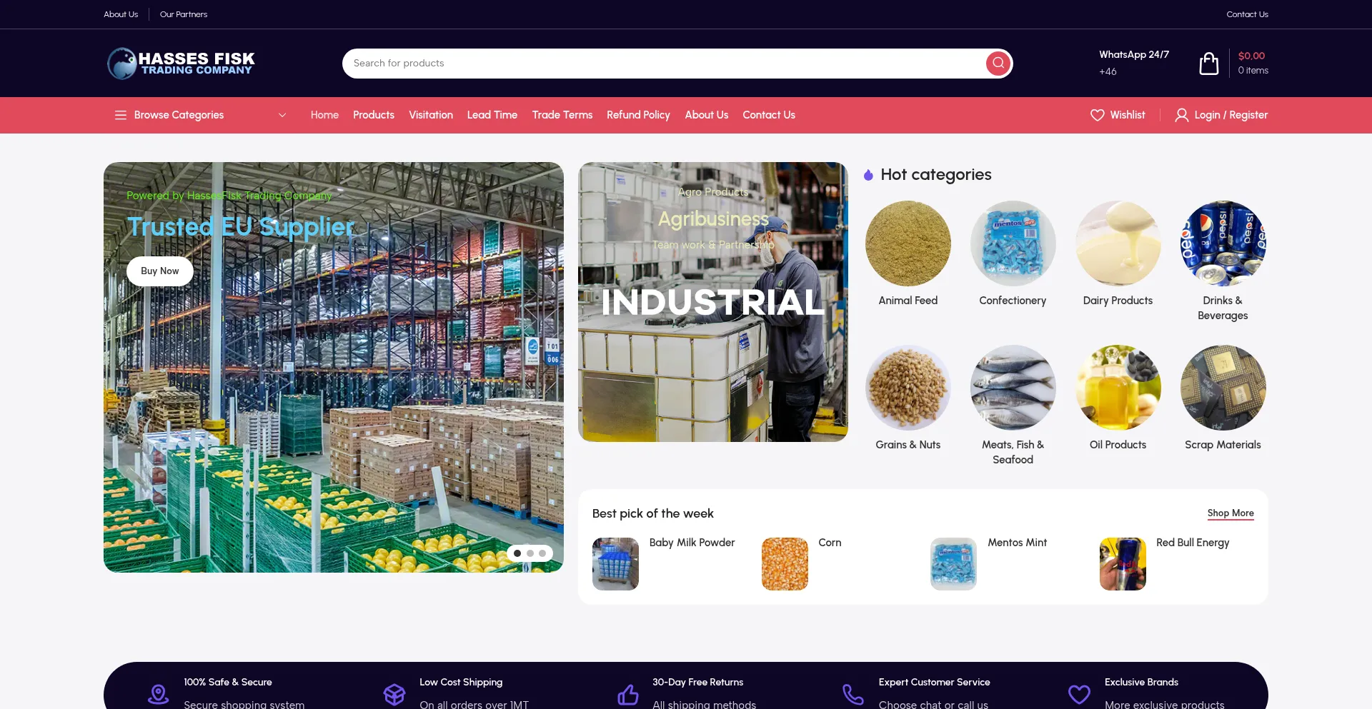 Website screenshot of Hassesfisk.com