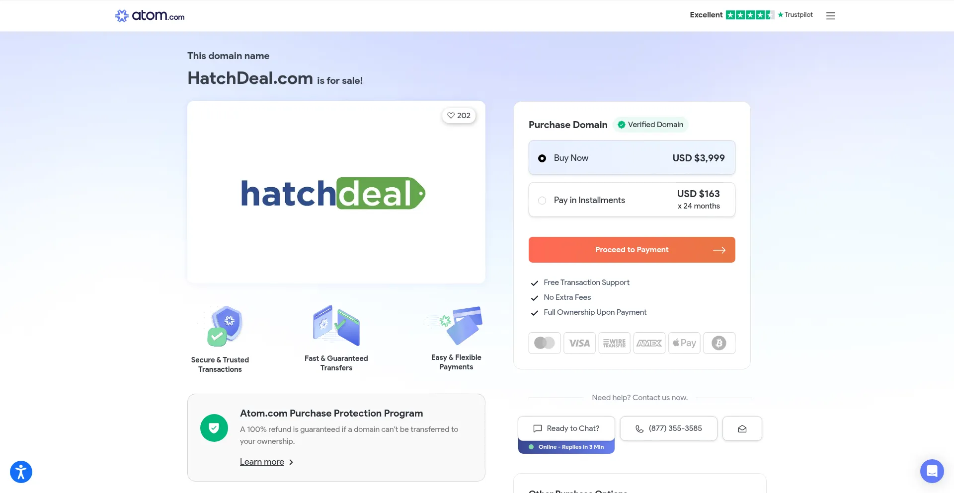 Website screenshot of Hatchdeal.com