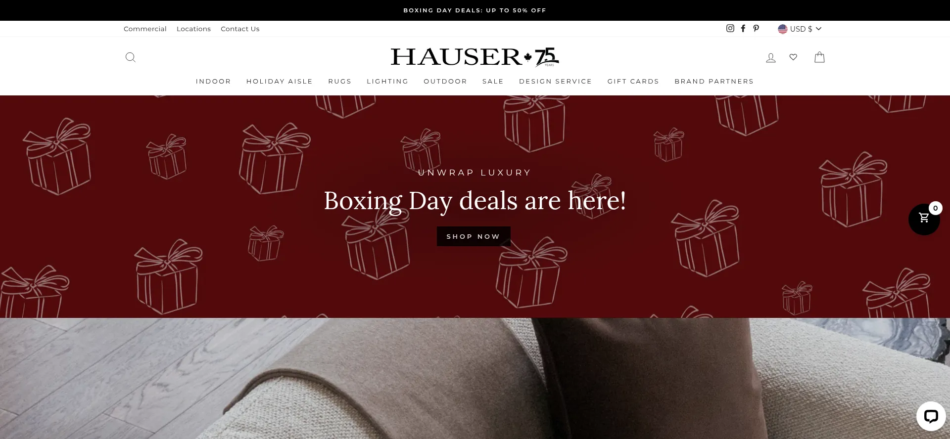 Website screenshot of Hauserstores.com