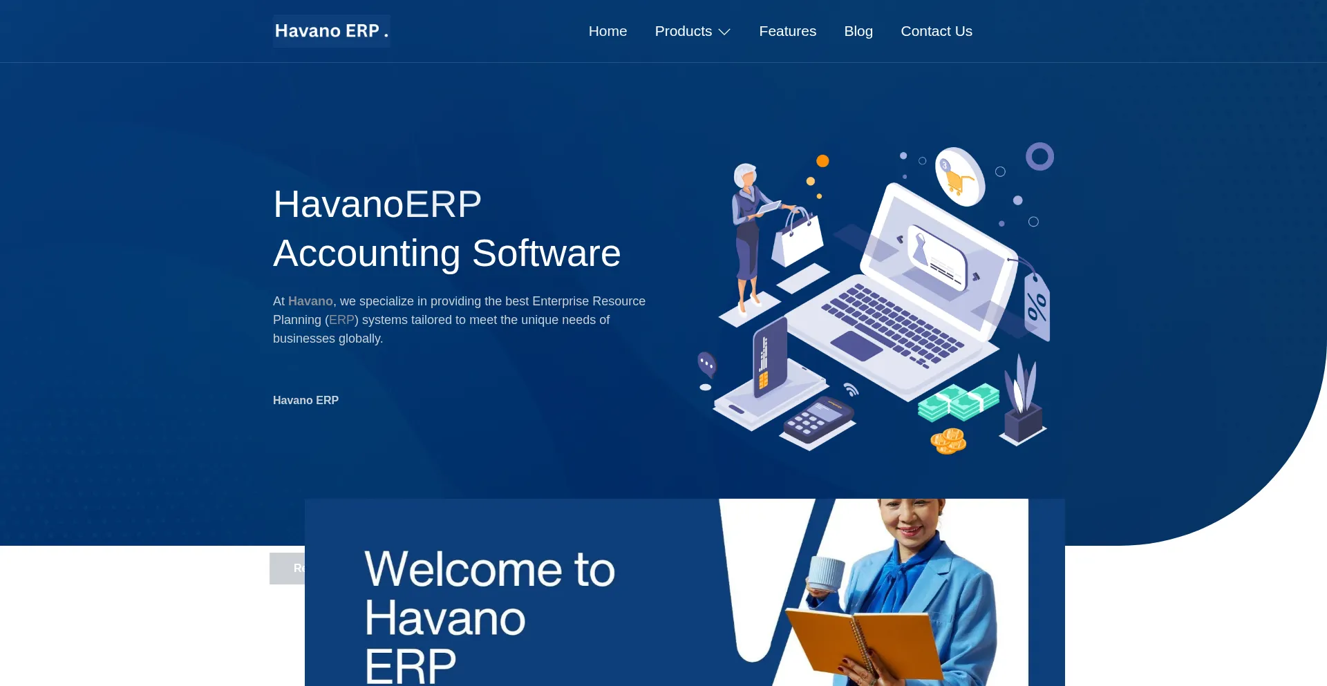 Website screenshot of Havanoerp.com