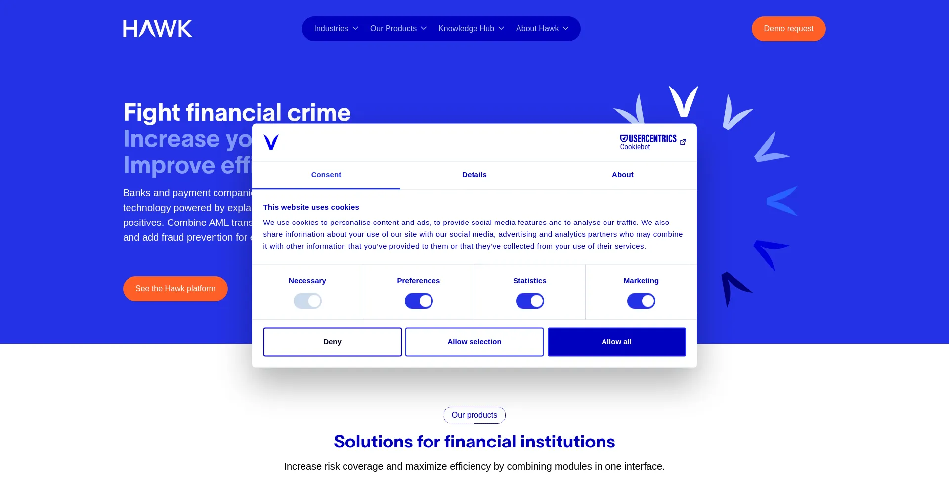 Website screenshot of Hawk.ai