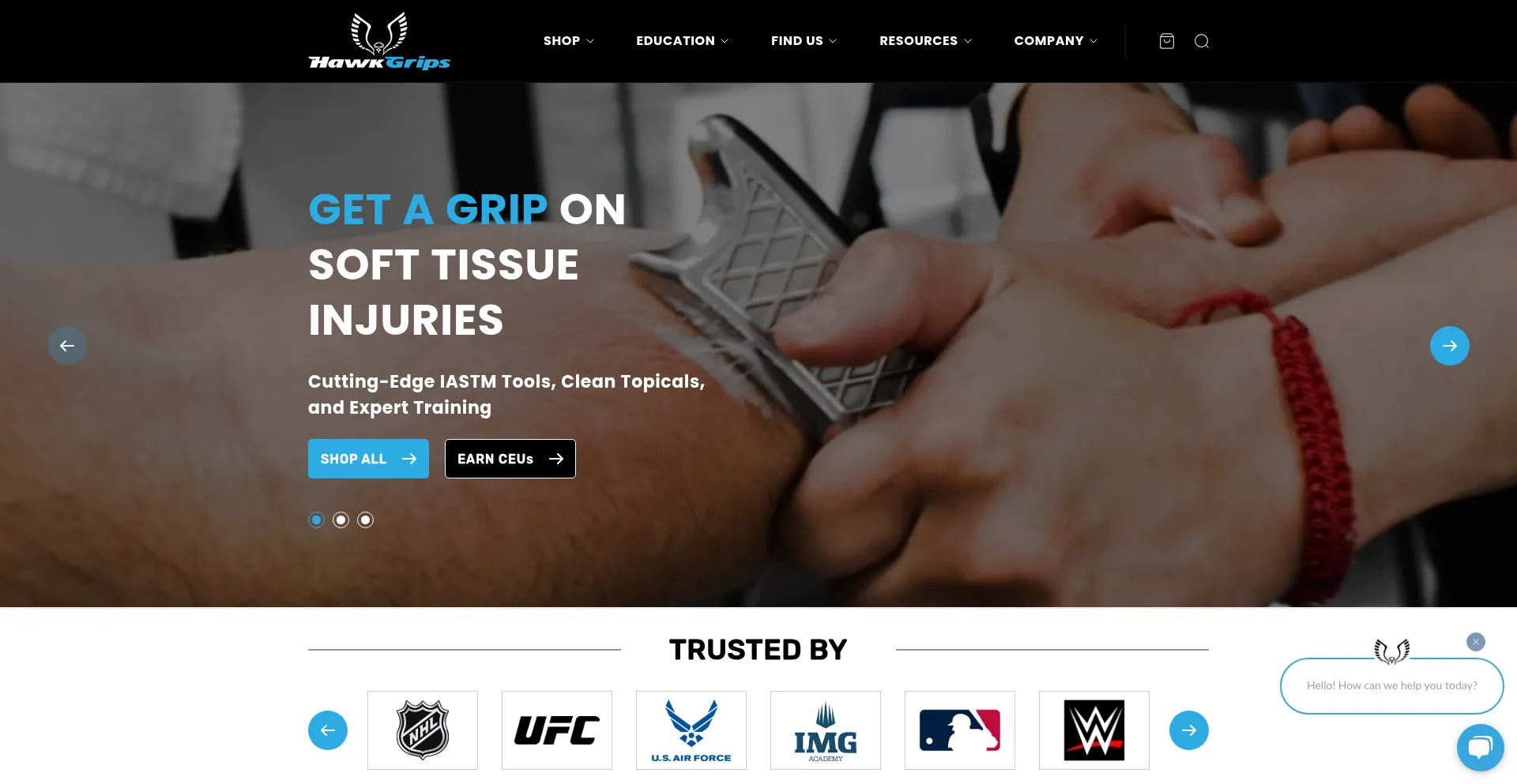 Website screenshot of Hawkgrips.com