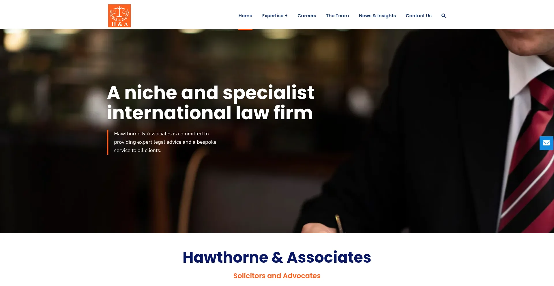 Website screenshot of Hawthorneassociatesols.co.uk