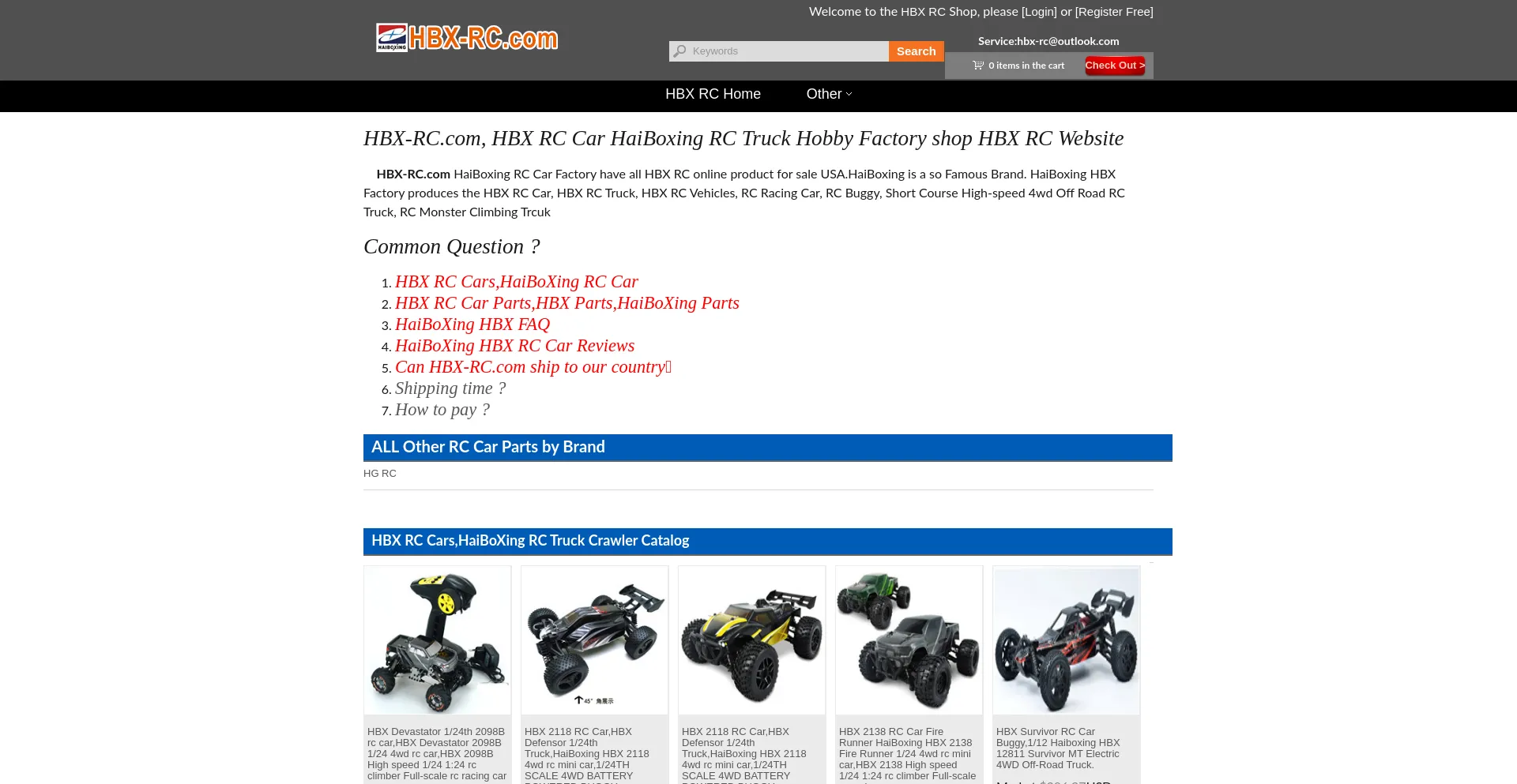 Website screenshot of Hbx-rc.com