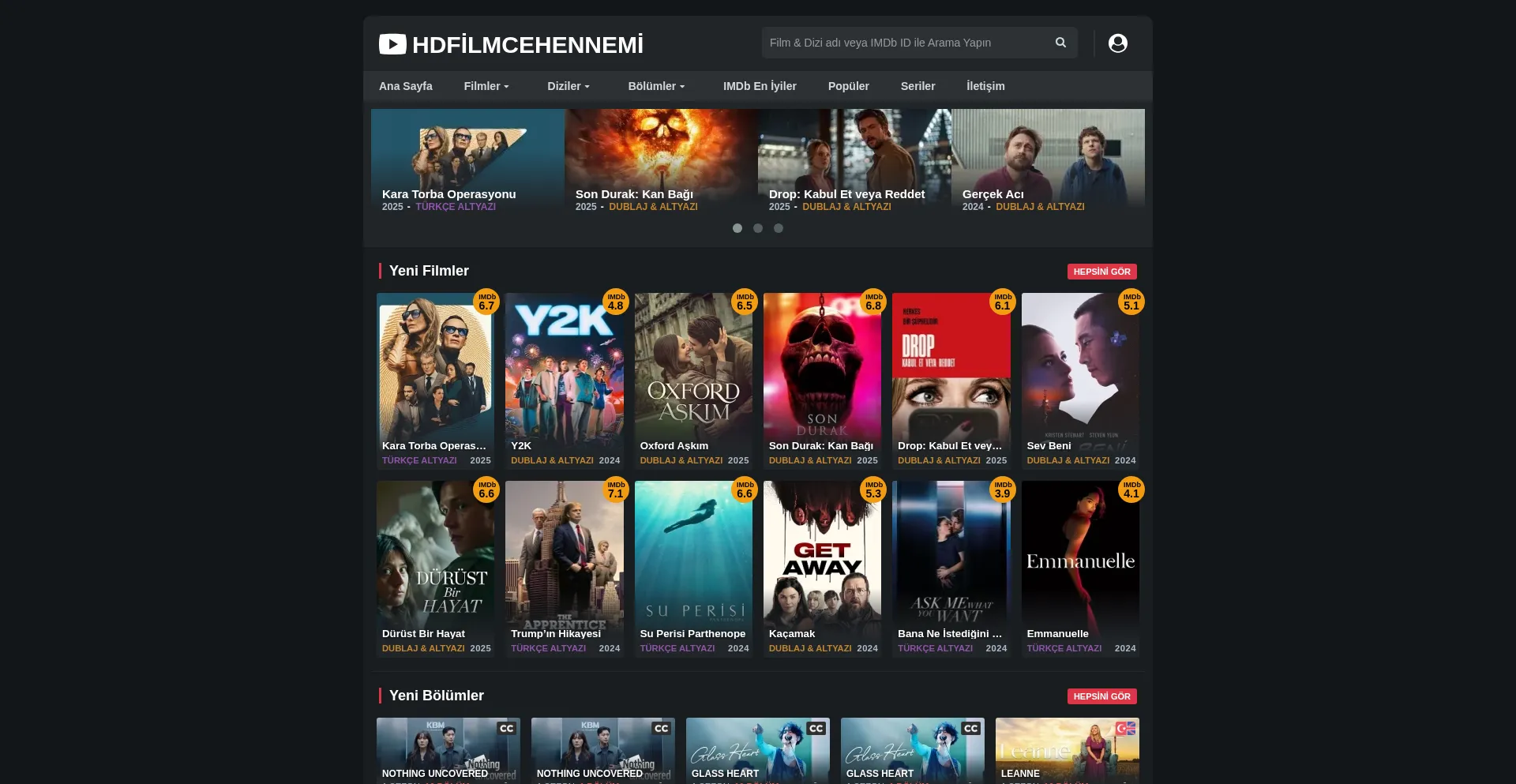 Website screenshot of Hdfilmcehennemi.ltd
