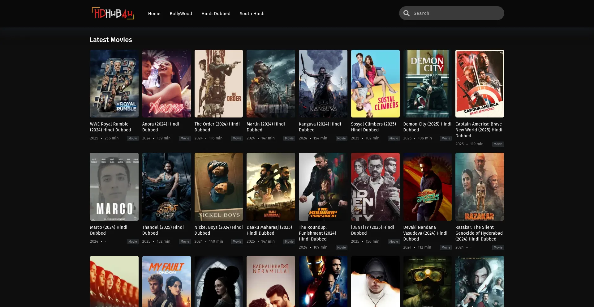 Website screenshot of Hdhub4u.org.lv