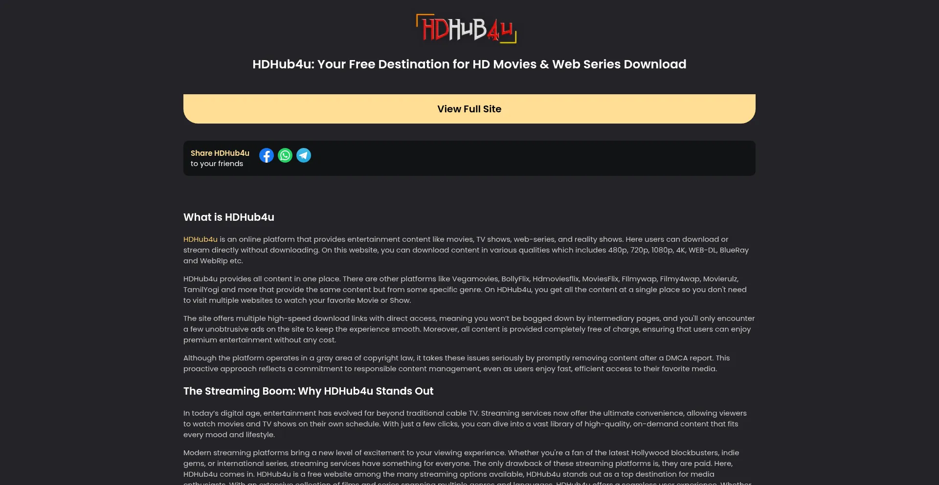 Website screenshot of Hdhub4u.win