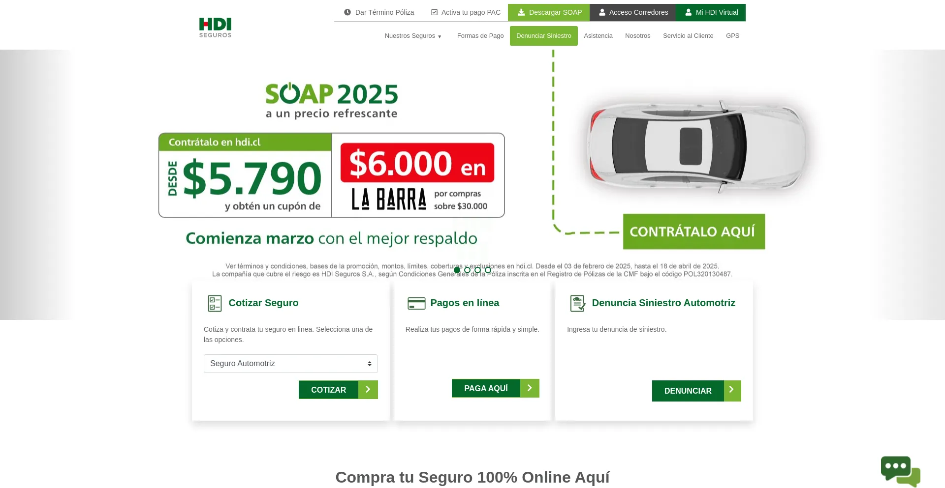 Website screenshot of Hdi.cl