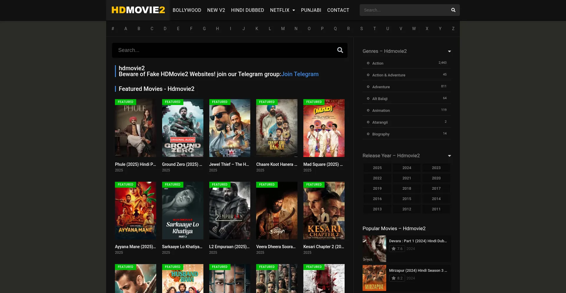 Website screenshot of Hdmovie2.navy