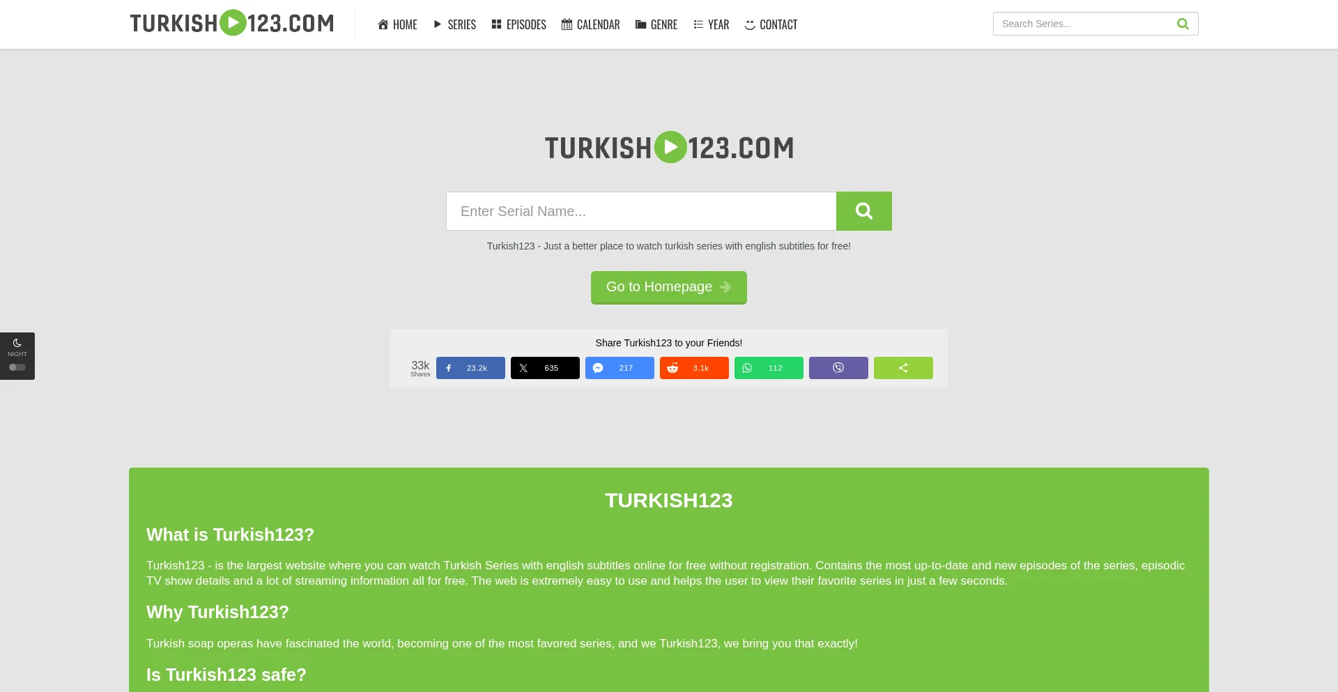 Website screenshot of Hds.turkish123.com