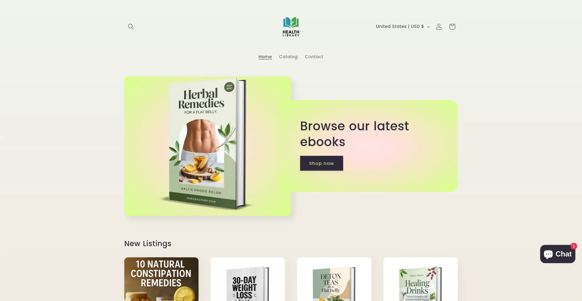 Website screenshot of Healthlibrary.store