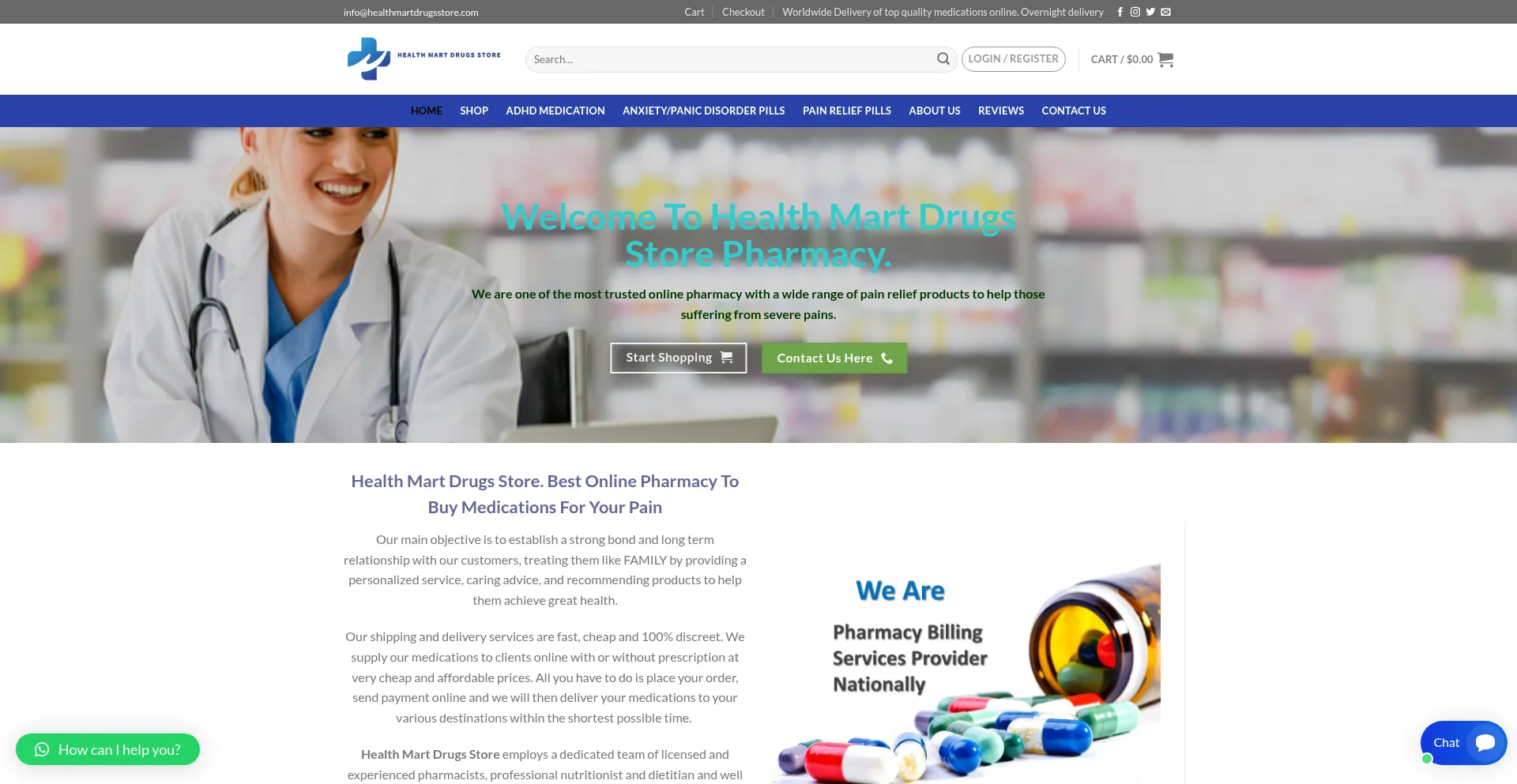 Website screenshot of Healthmartdrugsstore.com