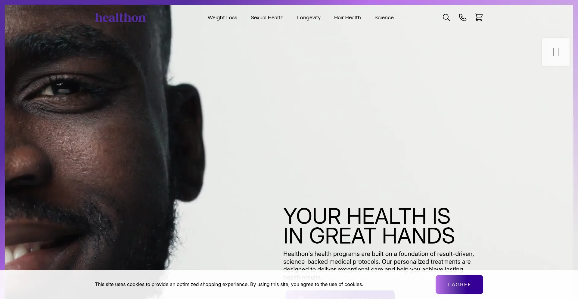 Website screenshot of Healthon.com