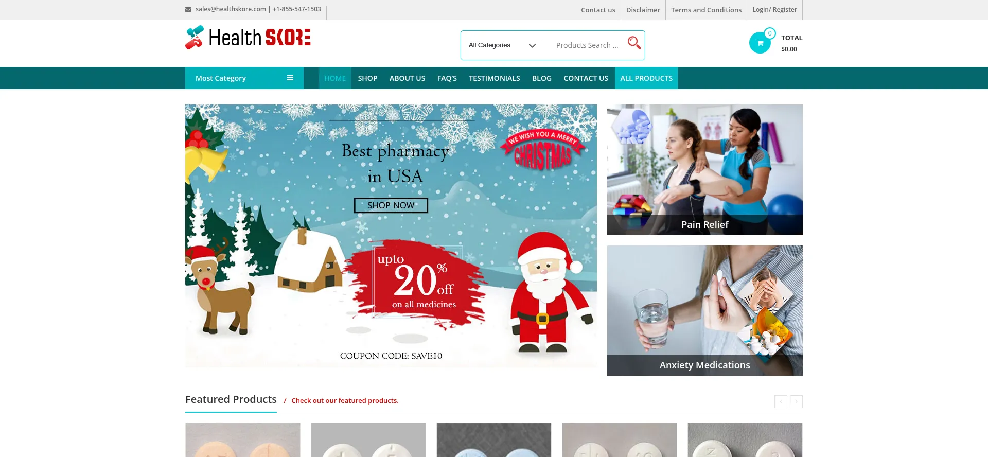 Website screenshot of Healthskore.com