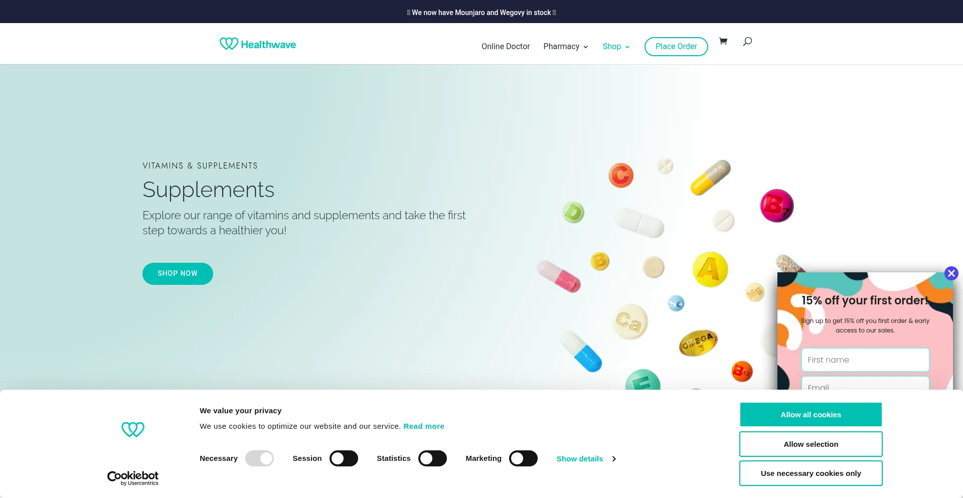 Website screenshot of Healthwave.ie