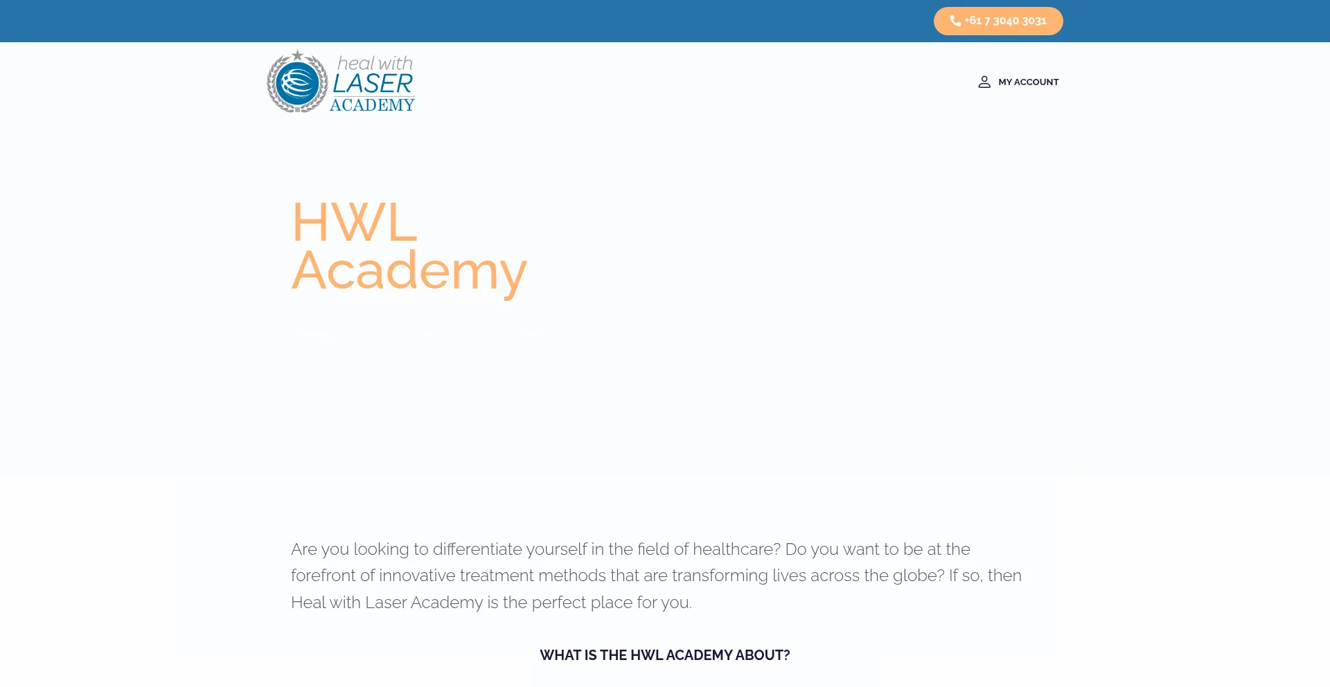 Website screenshot of Healwithlaseracademy.com.au