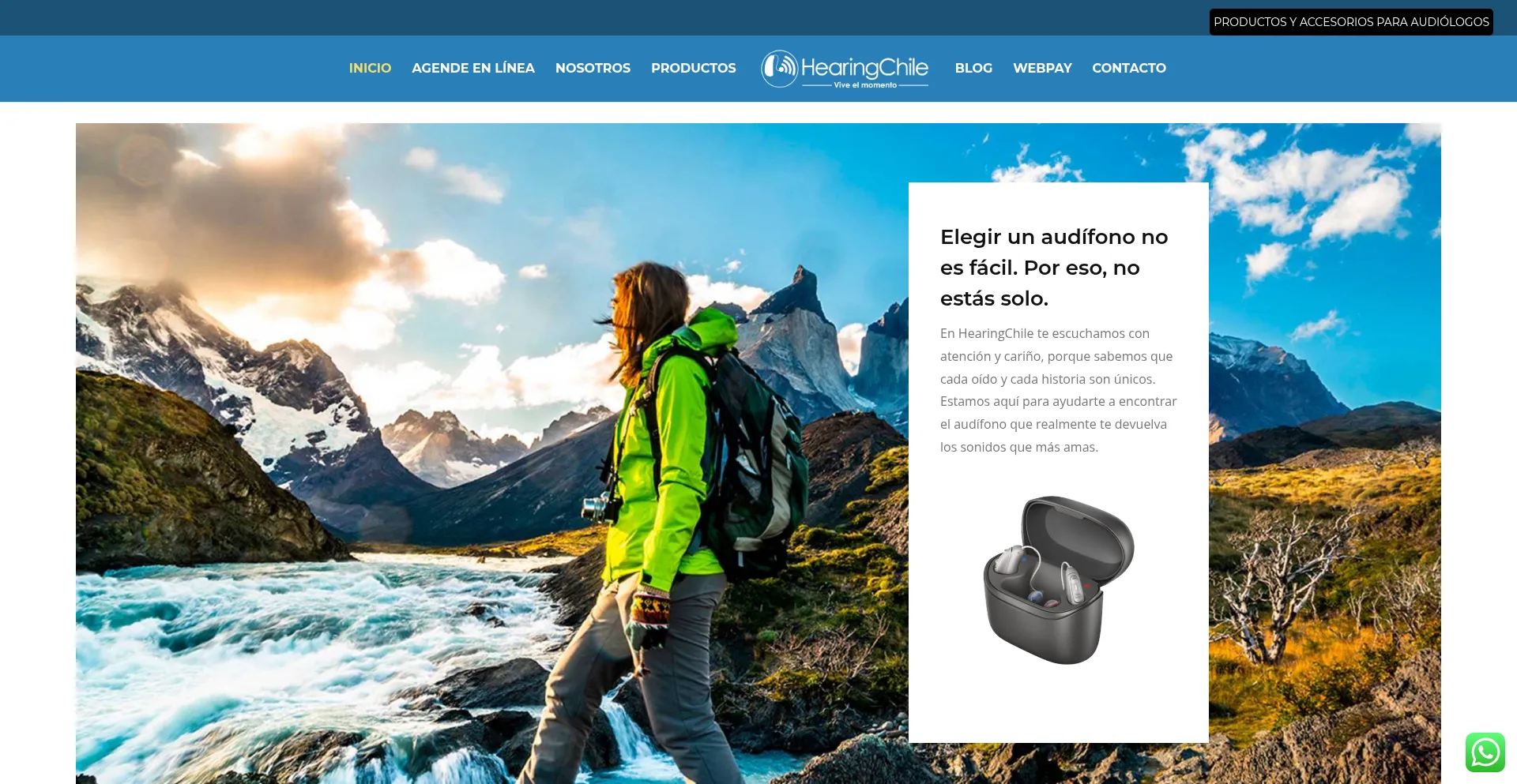 Website screenshot of Hearingchile.cl