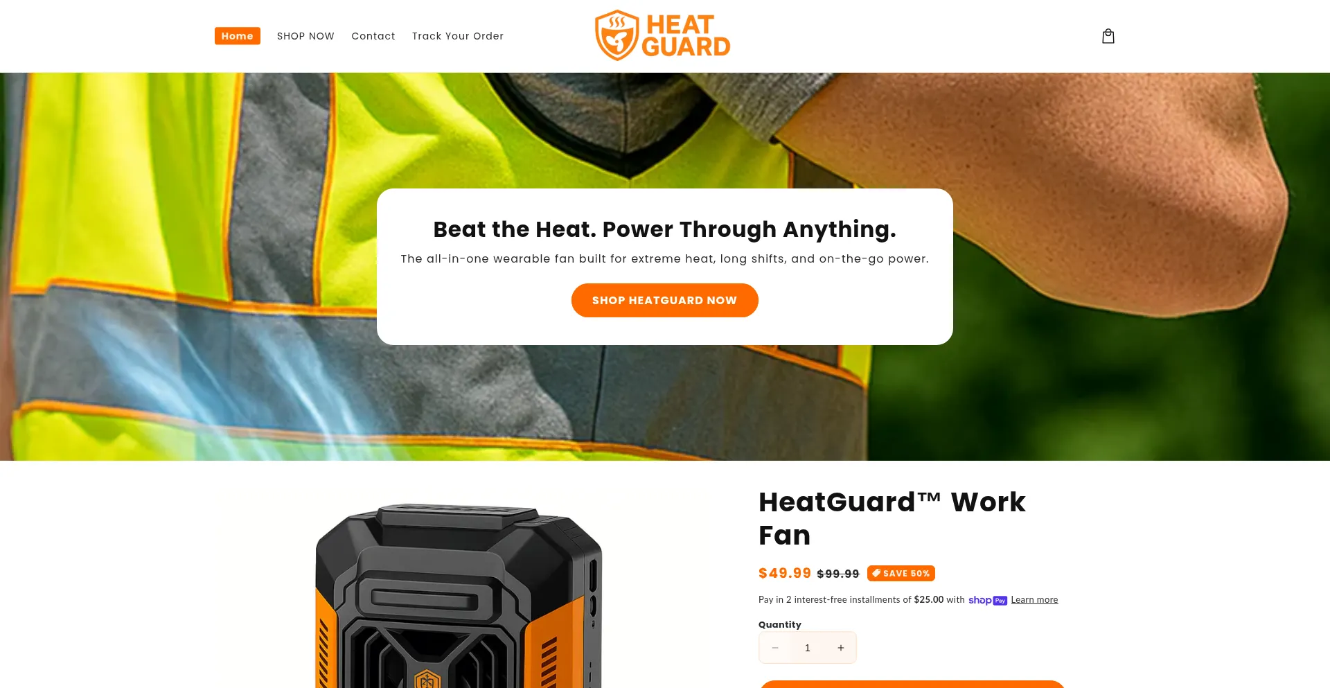 Website screenshot of Heatguard.us