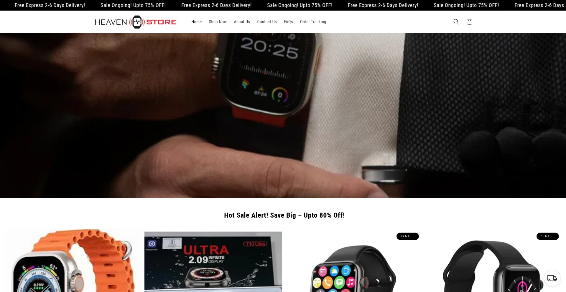 Website screenshot of Heavenstore.in