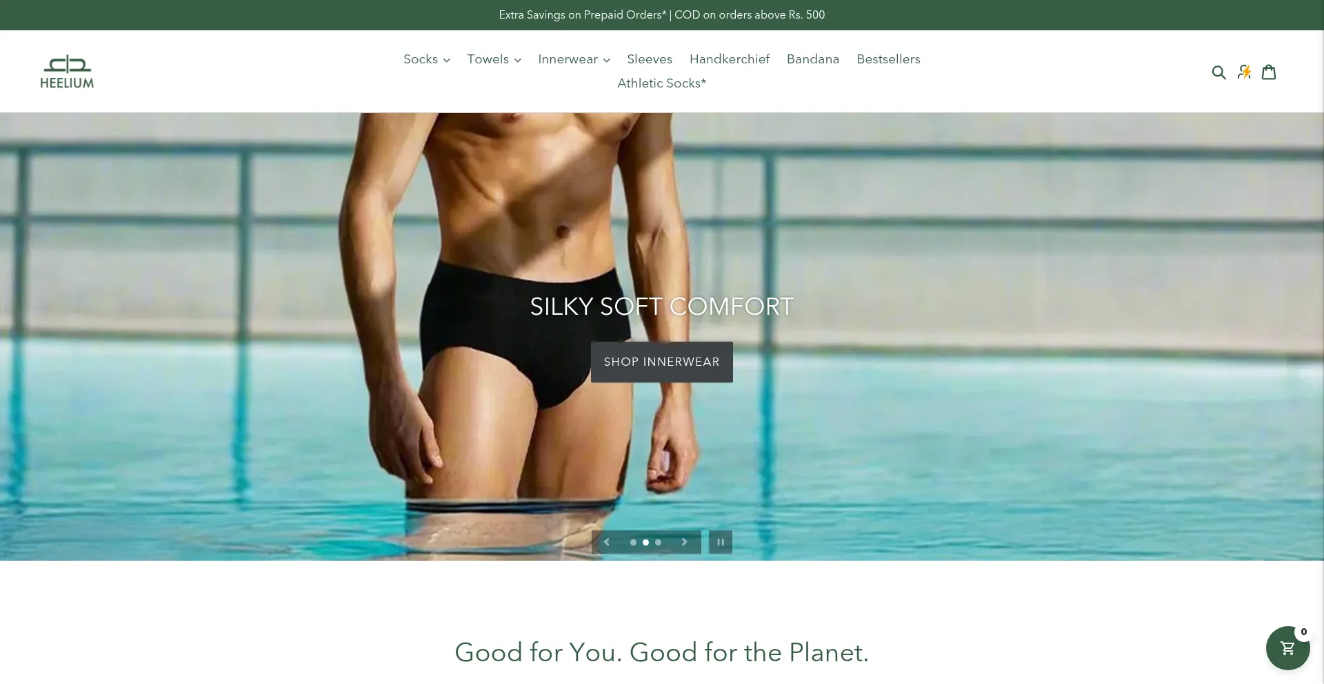 Website screenshot of Heelium.in