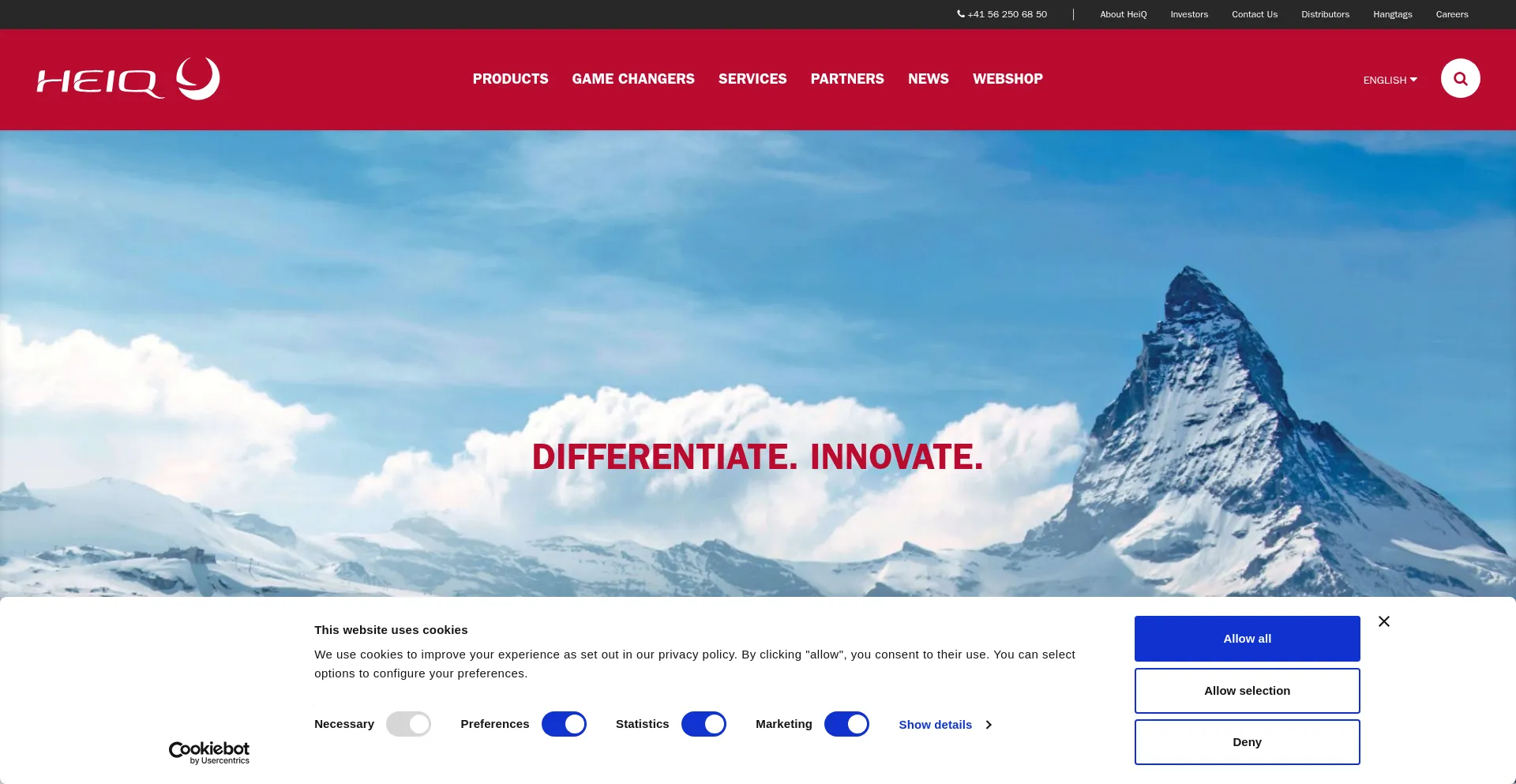 Website screenshot of Heiq.com